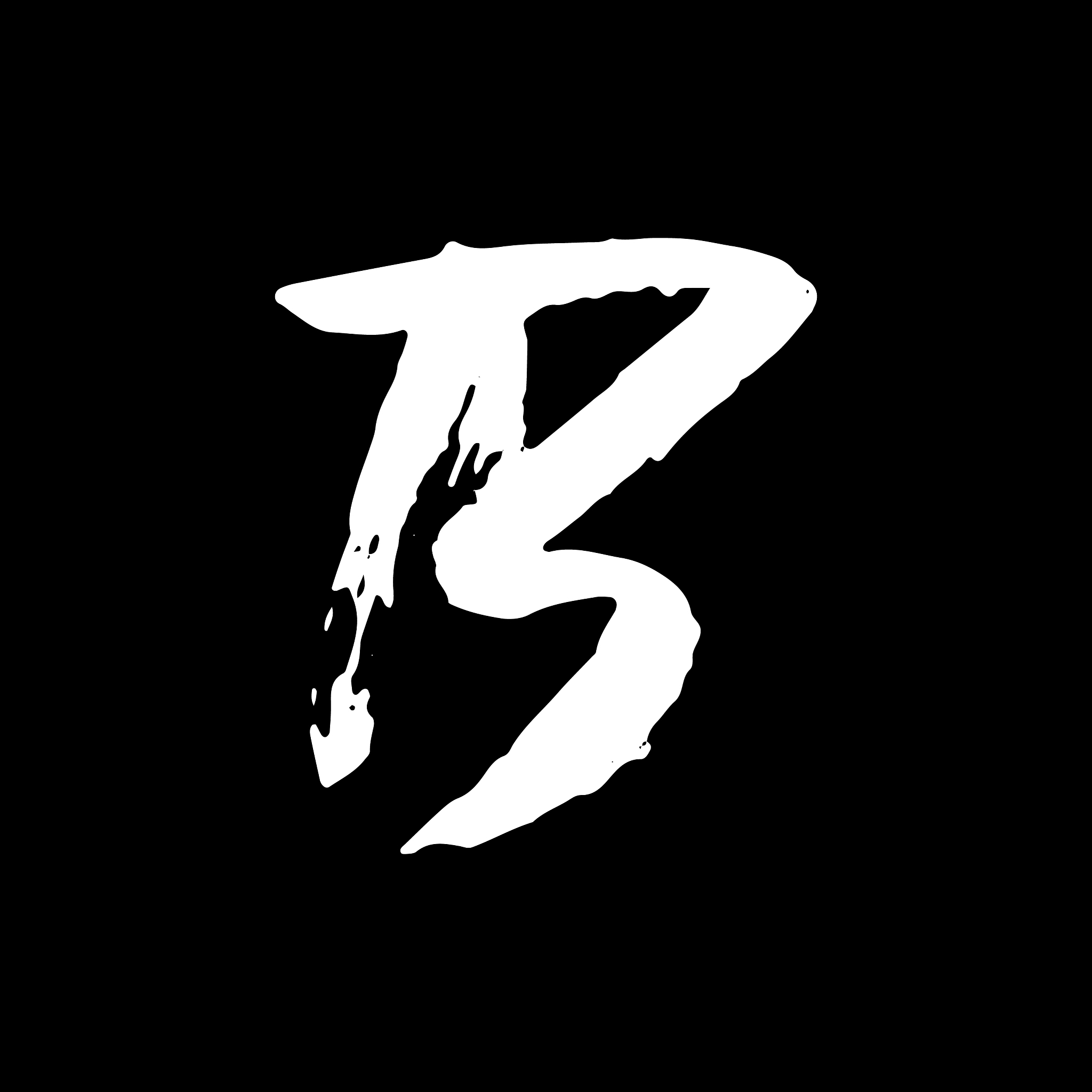 letter b handwr<strong>i</strong>tten by dry brush rough strokes