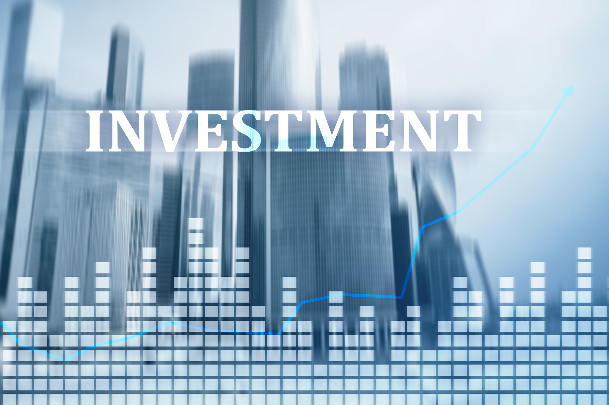 investment, roi, financial market concept. city background.
