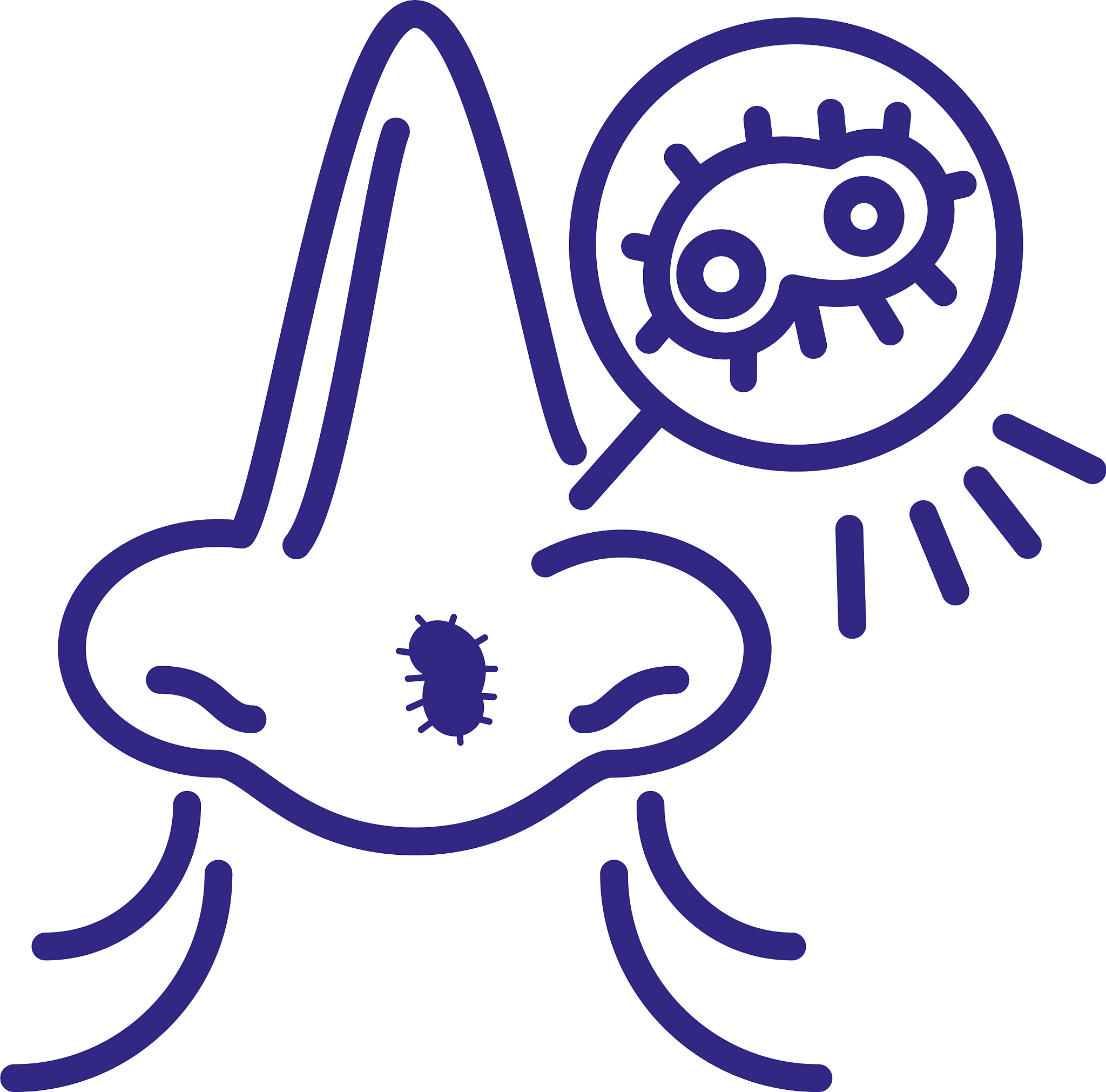 nose with bacteria icon line detail style