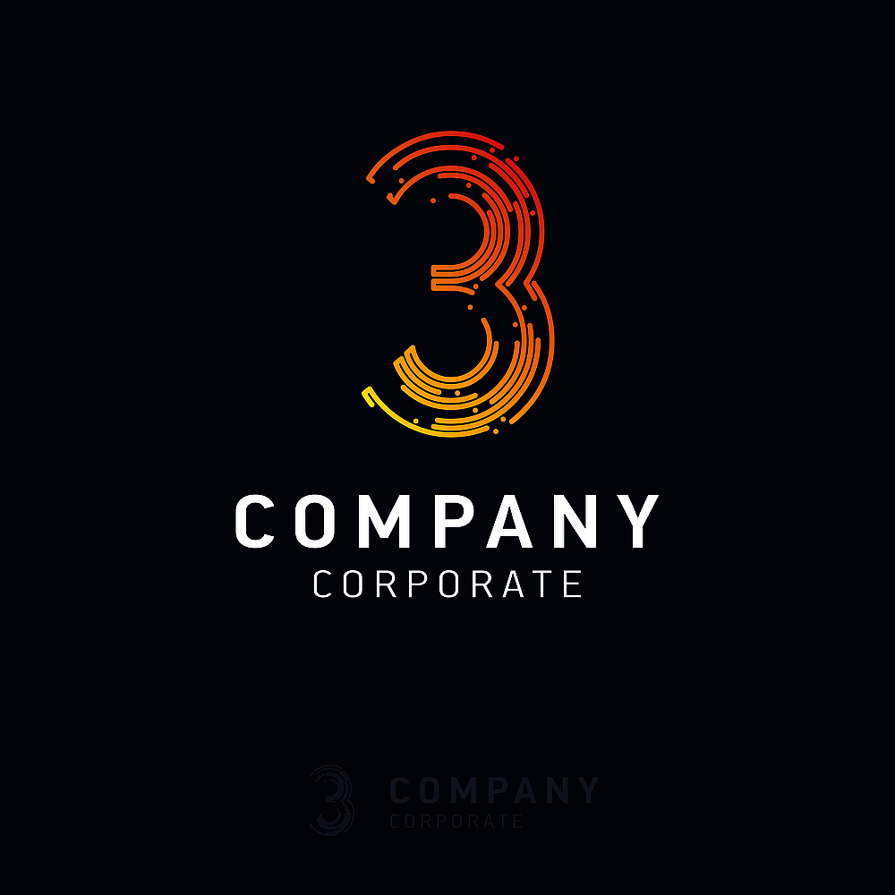 3 company logo design vector