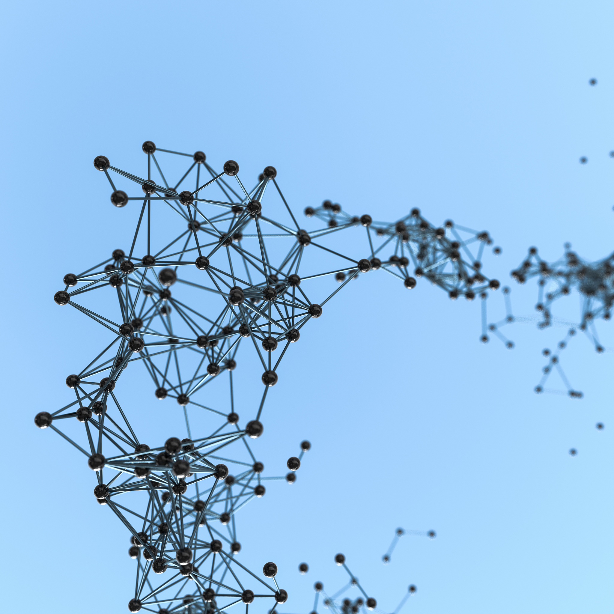 gene lines and nodes, biological gene structure, 3d rendering.