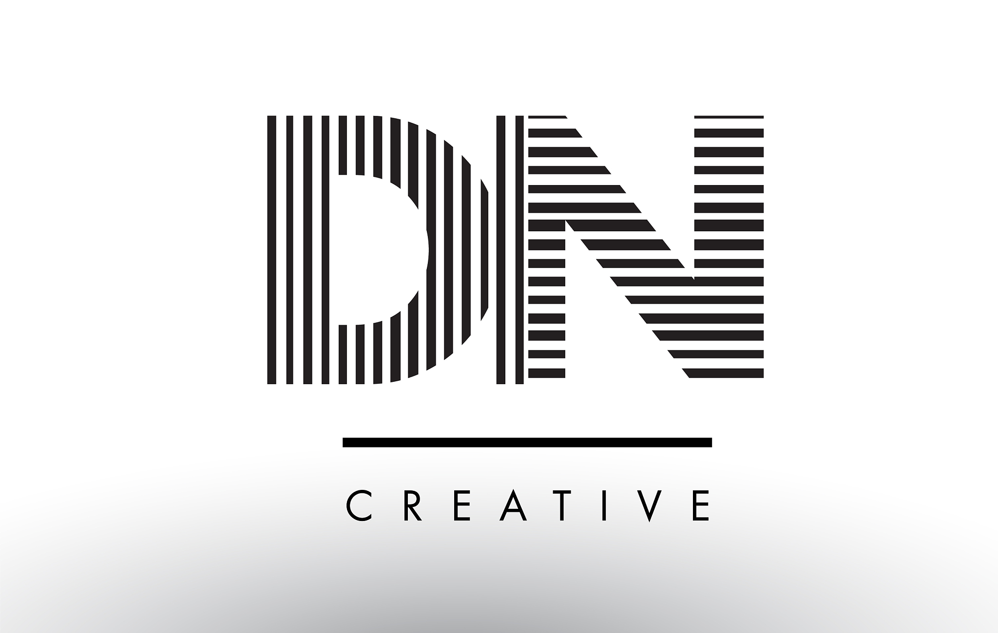 dn d n black and white lines letter logo design
