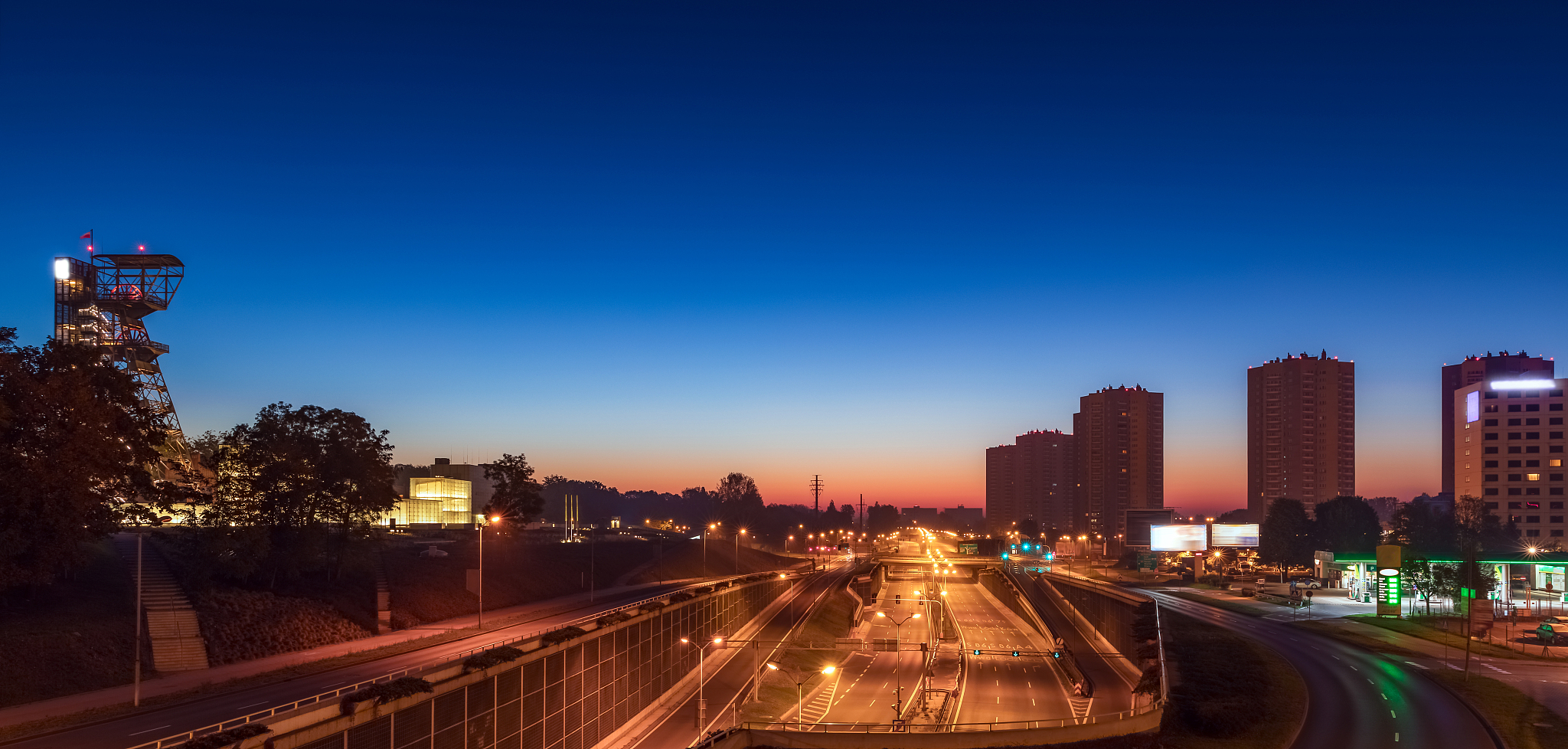 empty city highway by night