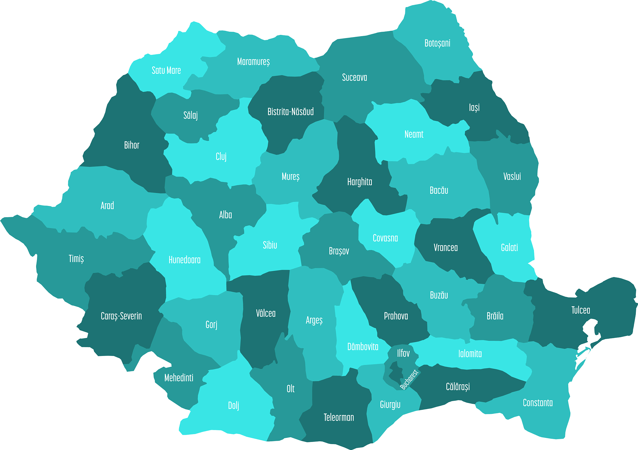 administrative counties of romania map in