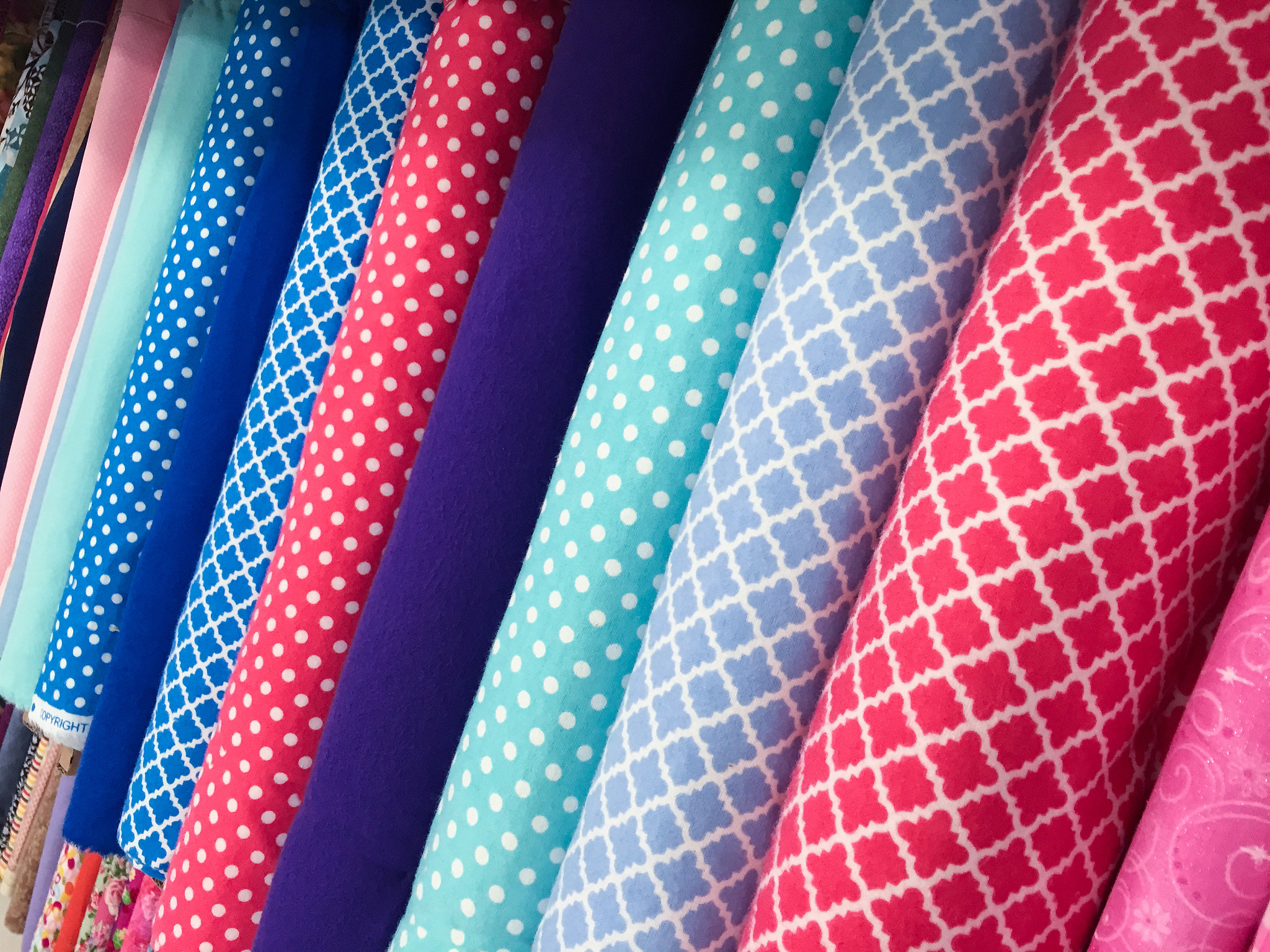 cotton fabric in rows