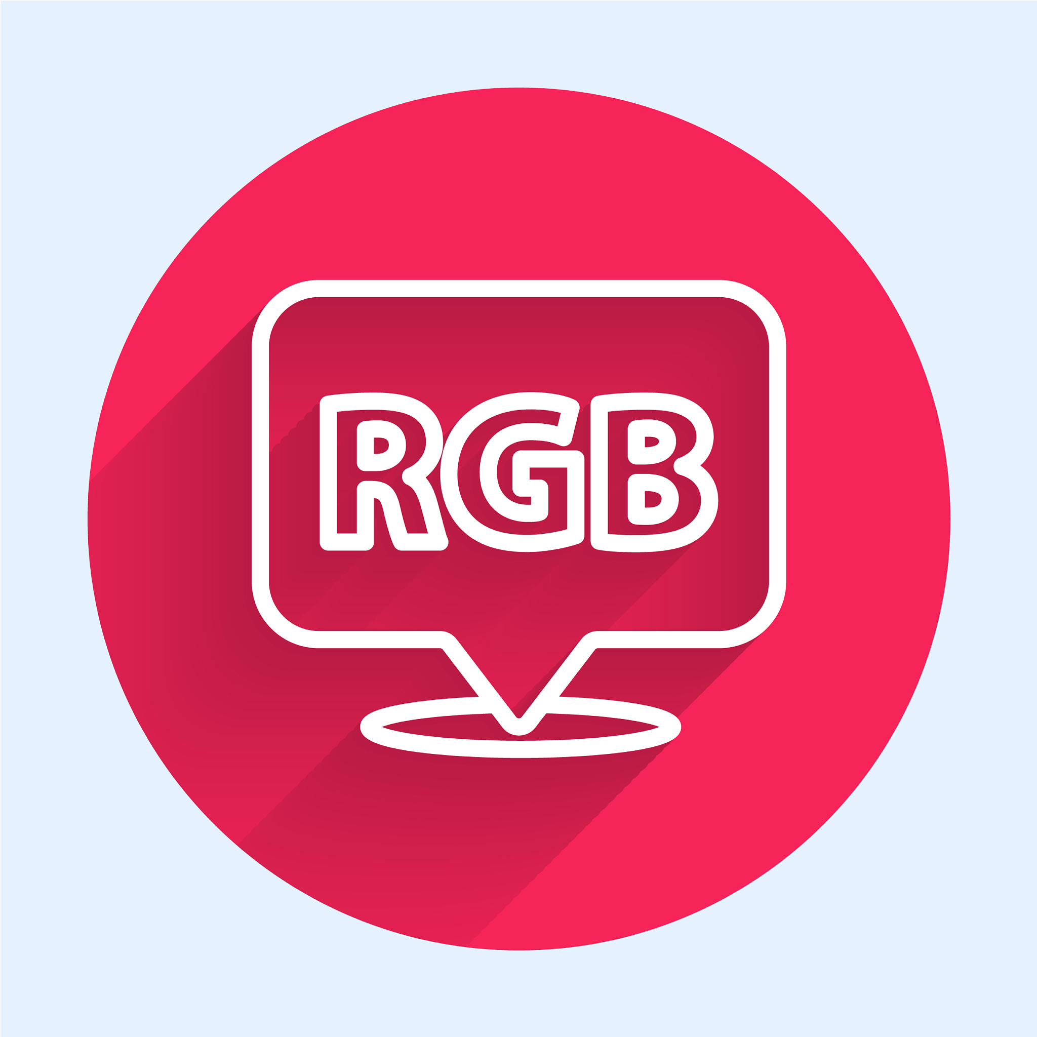 white line speech bubble with rgb and cmyk color