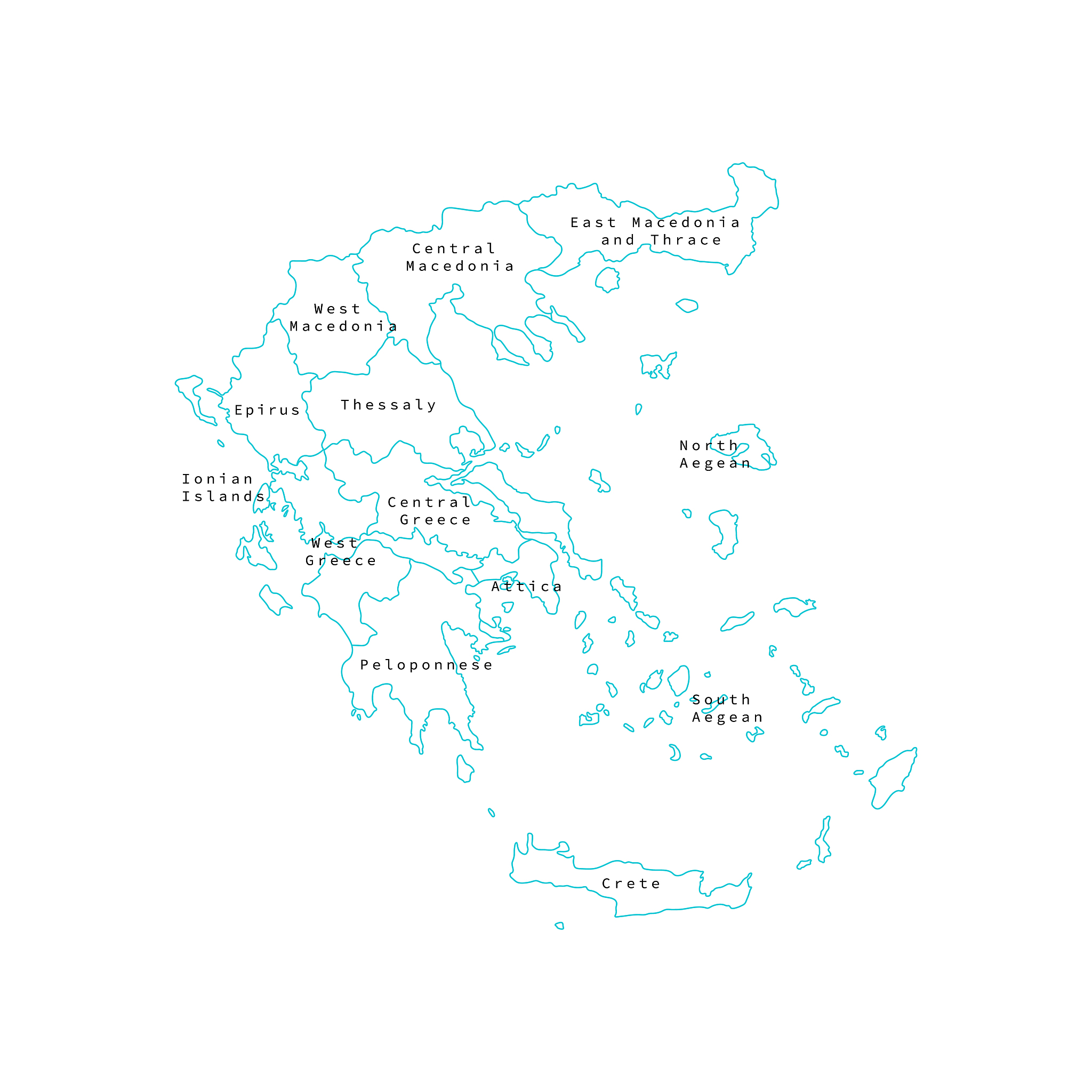 vector illustration of administrative division map of greece. ve