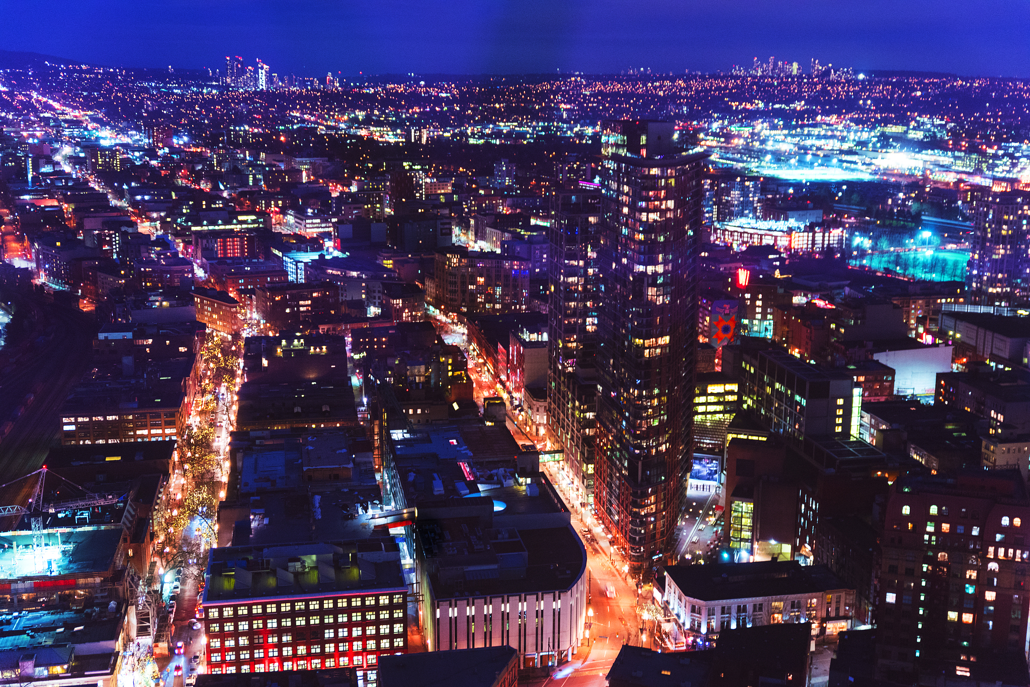 vancouver, bc, night photography from the lookout