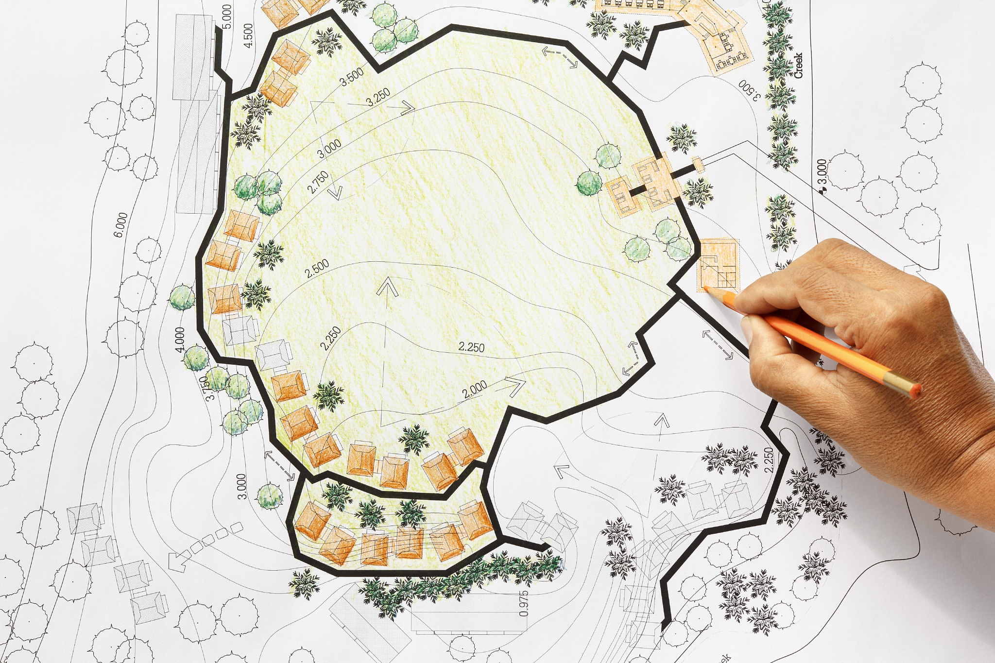 landscape architect designing on site analysis plan