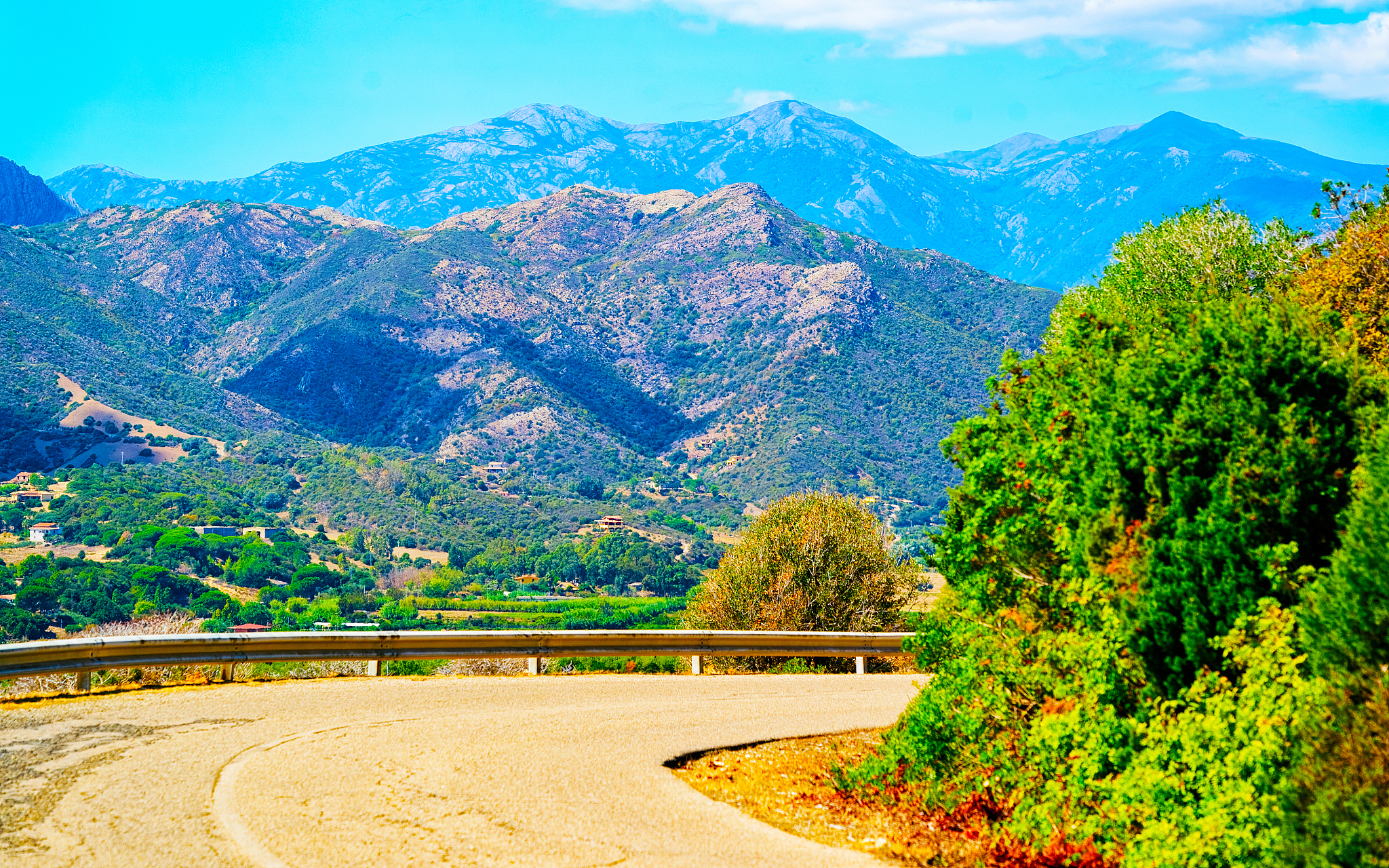 empty road without cars in sardinia island in italy