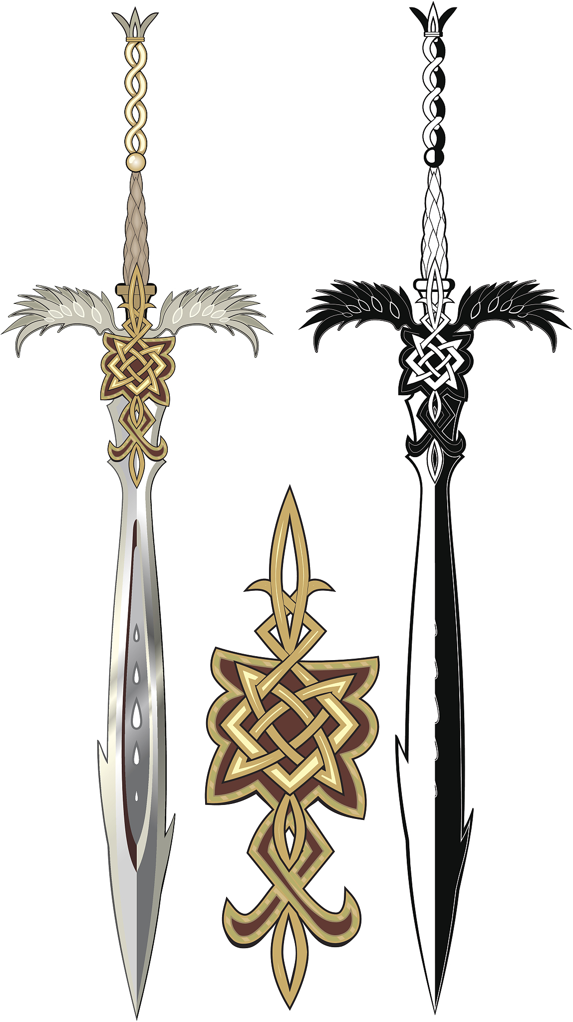 two sword. black and colored
