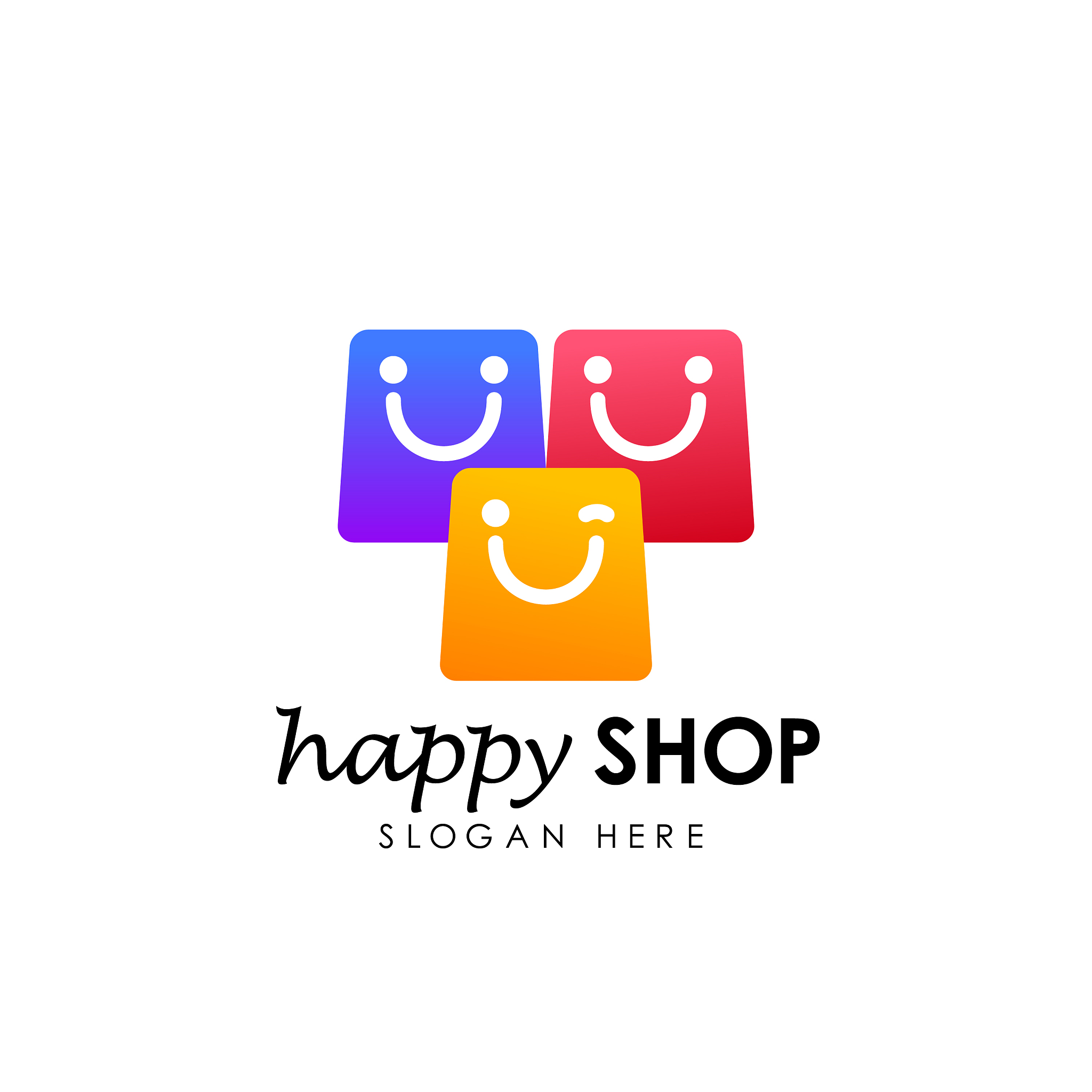 happy shop logo design template shopping logo