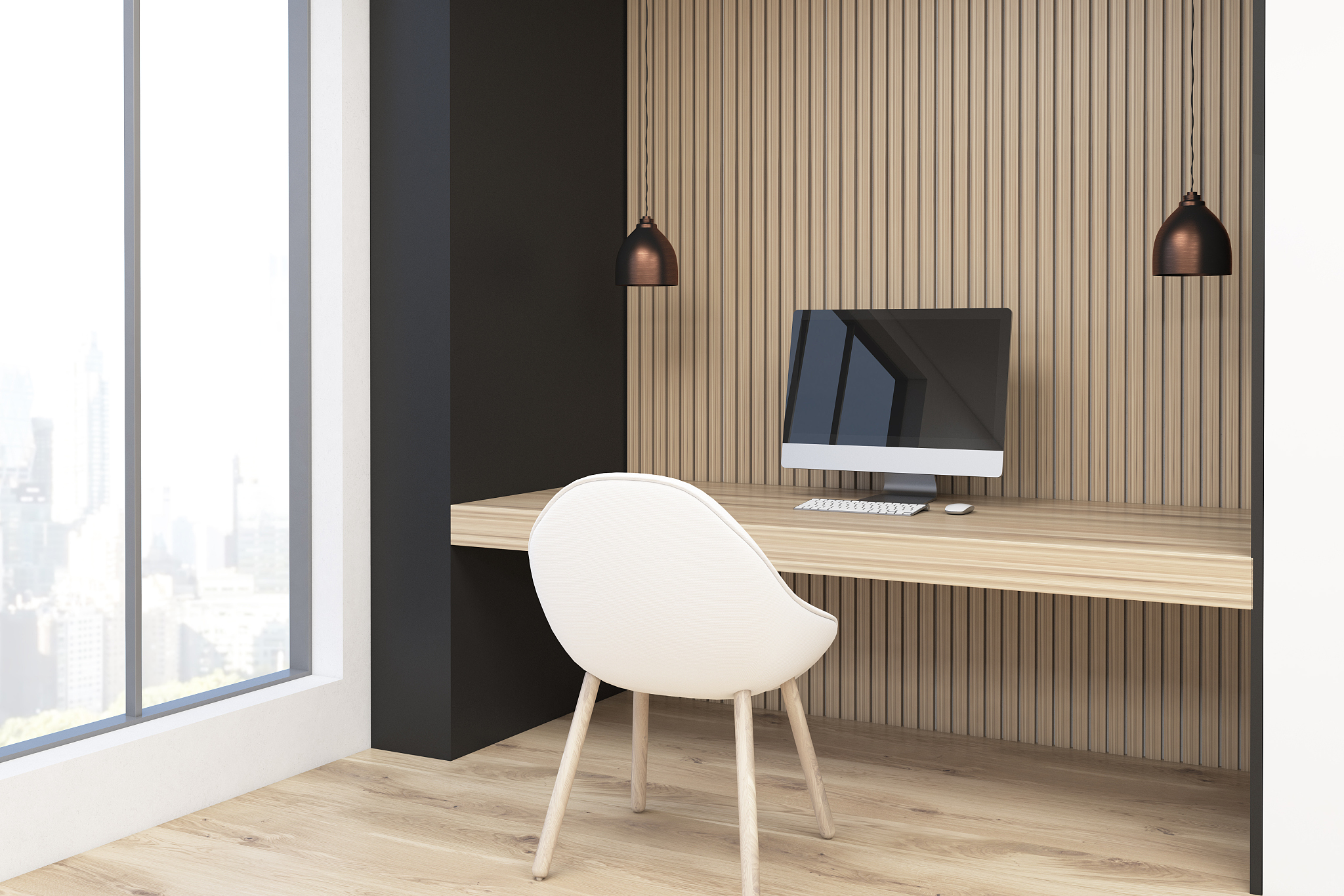 workplace with computer, close up