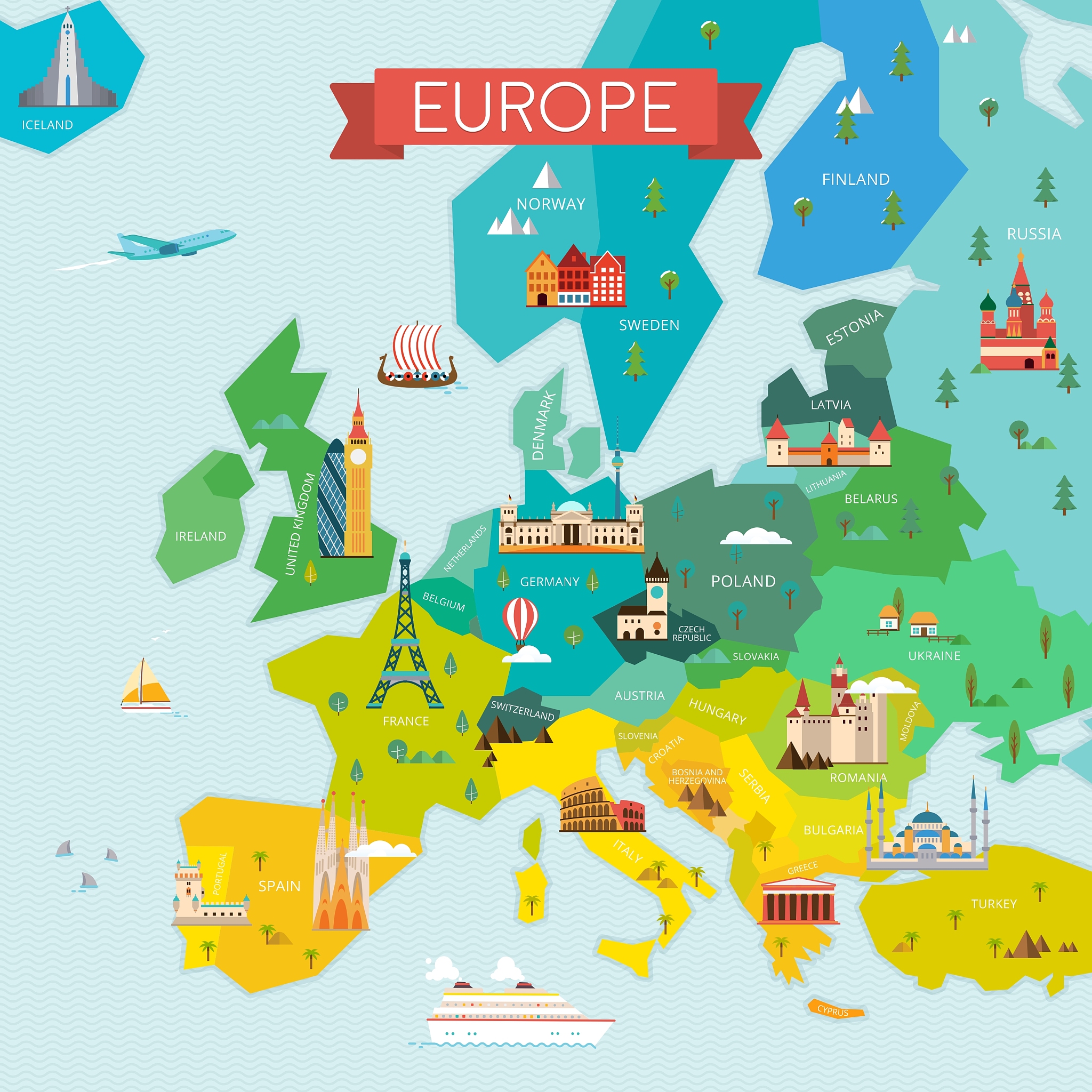 map of europe with names