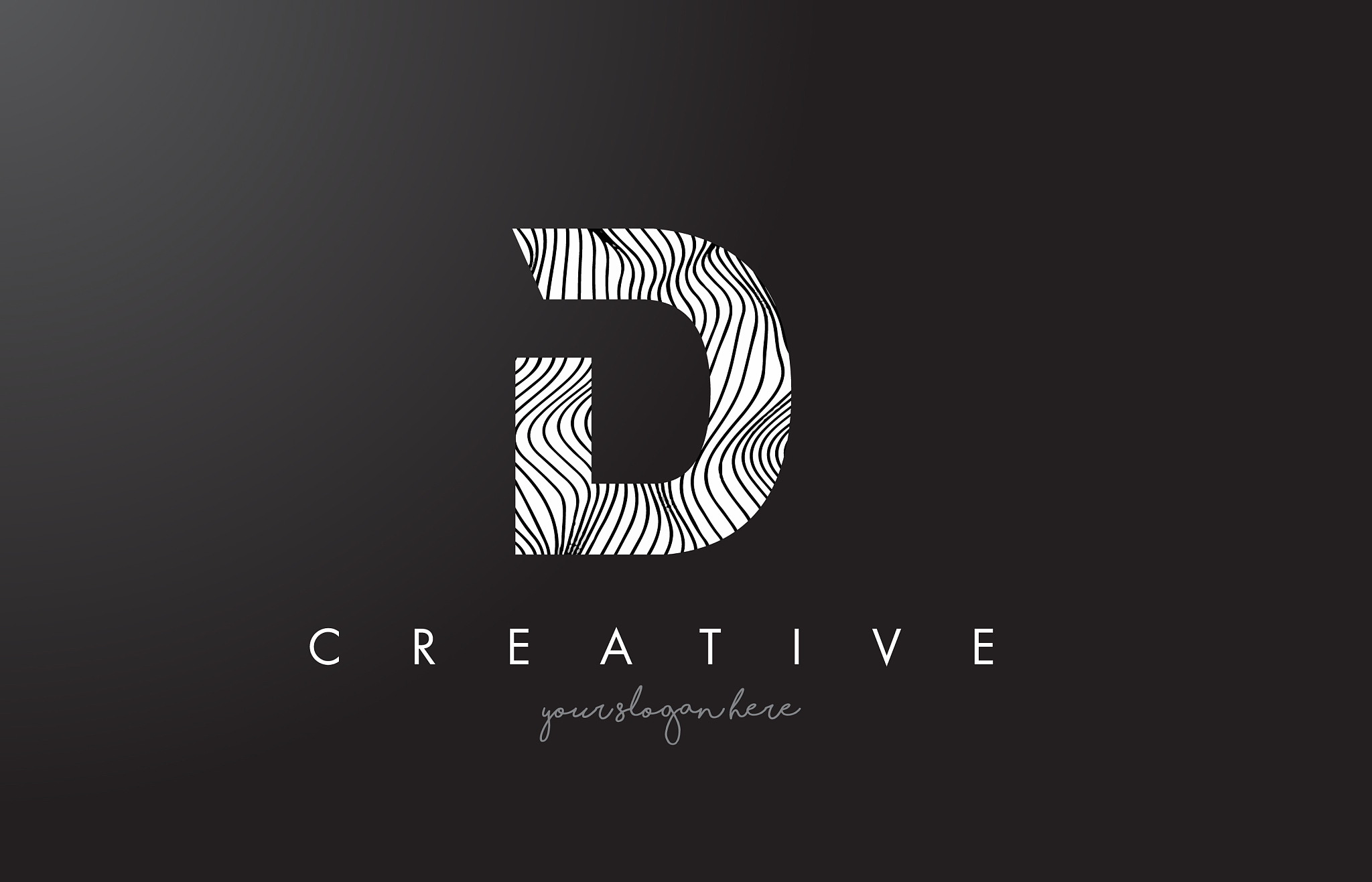 d letter logo with zebra lines texture design
