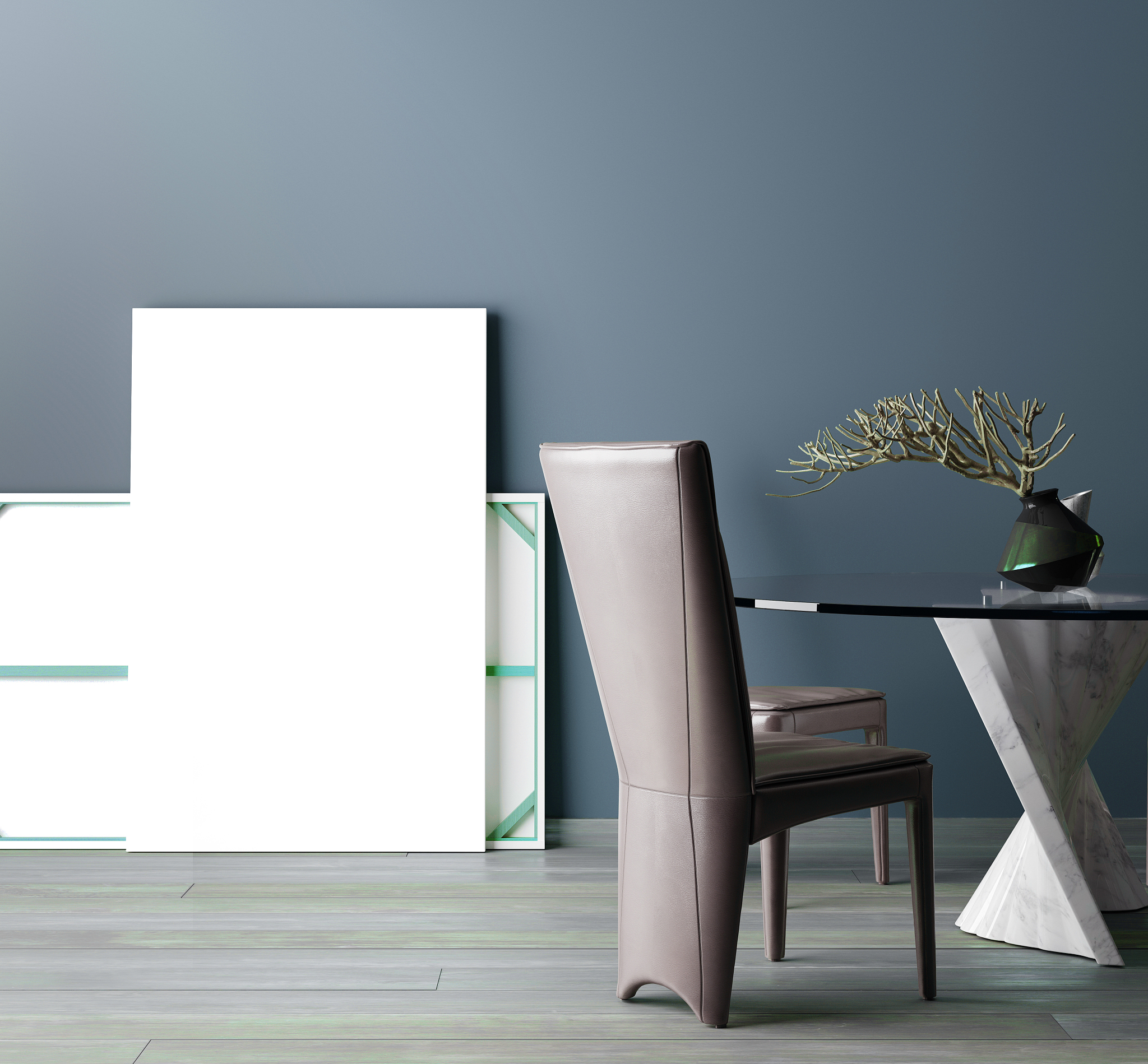 mock up poster frame in dining room, contemporary style interior