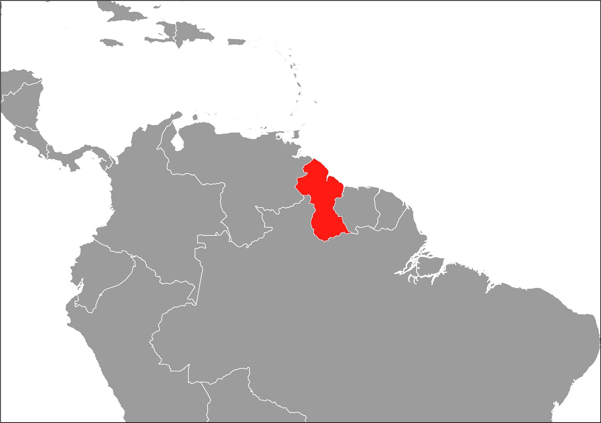 guyana map on gray base