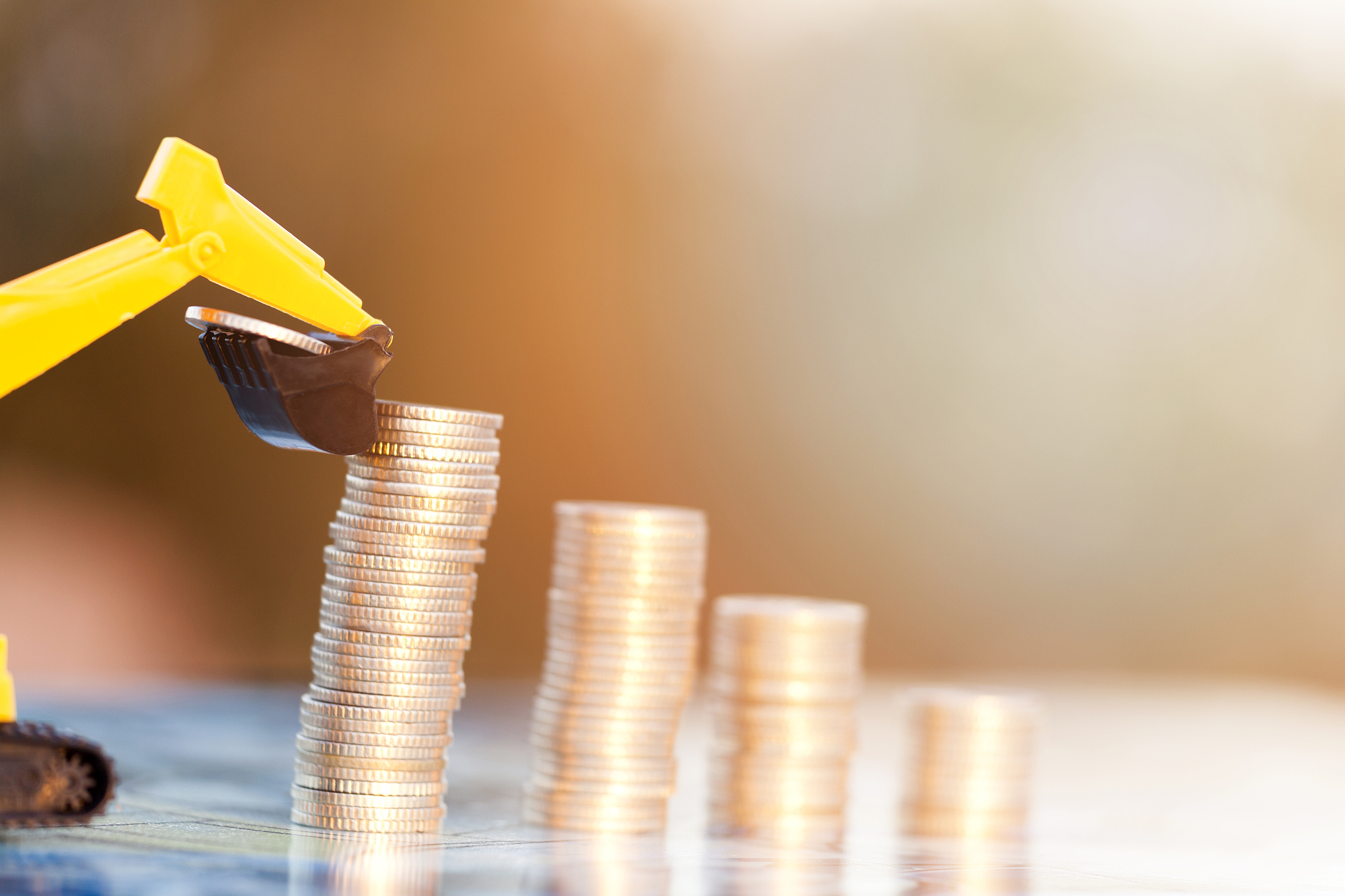 financial growth with construction machine