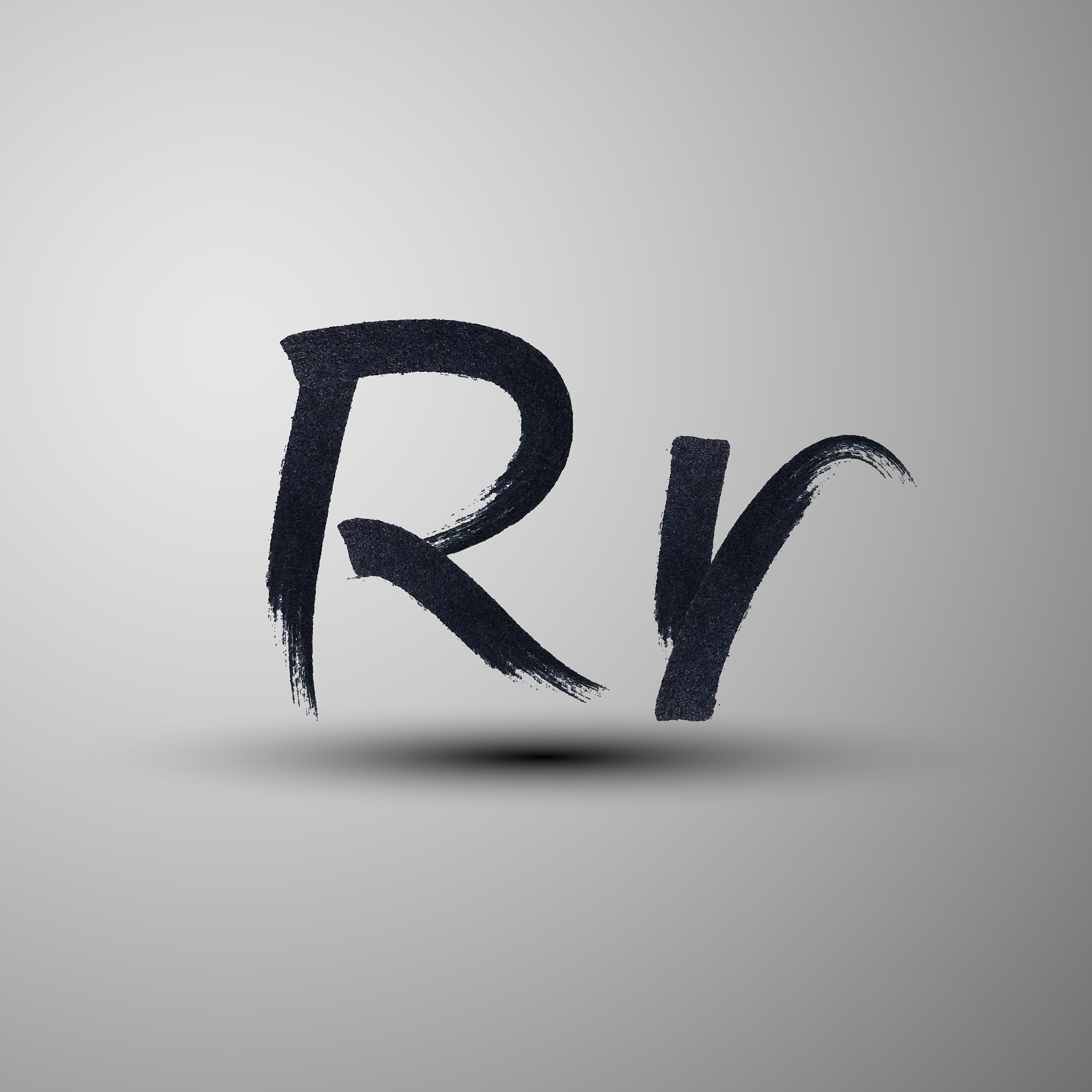 calligraphic hand-drawn marker or ink letter r