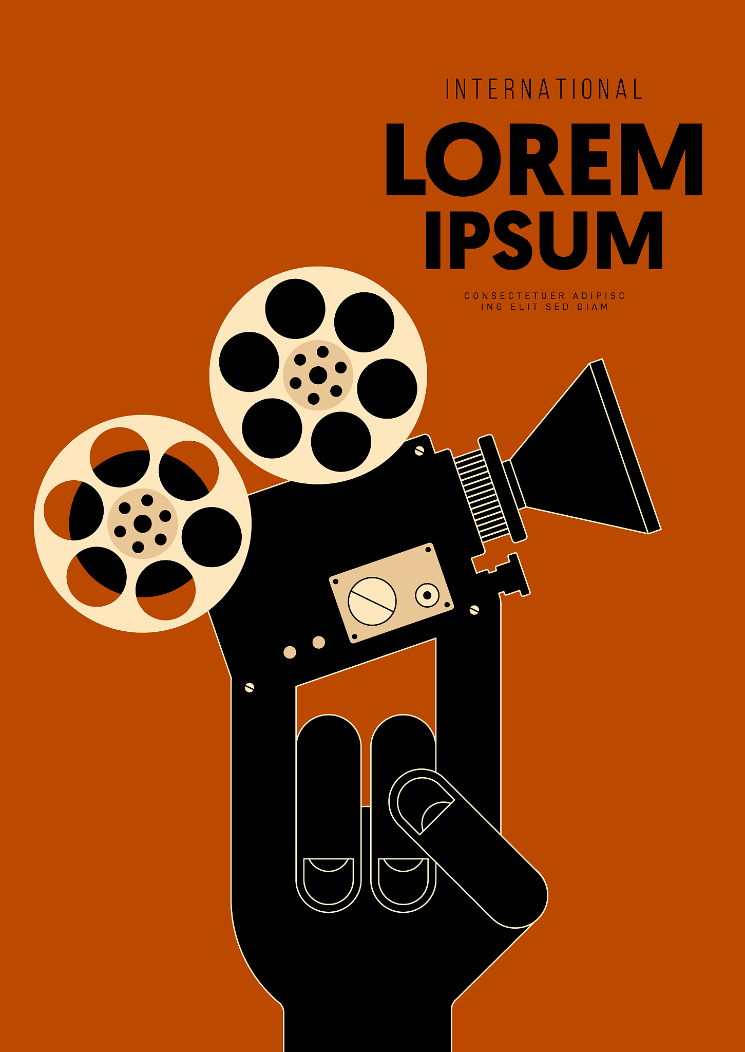 movie and film poster design template background with vintage fi