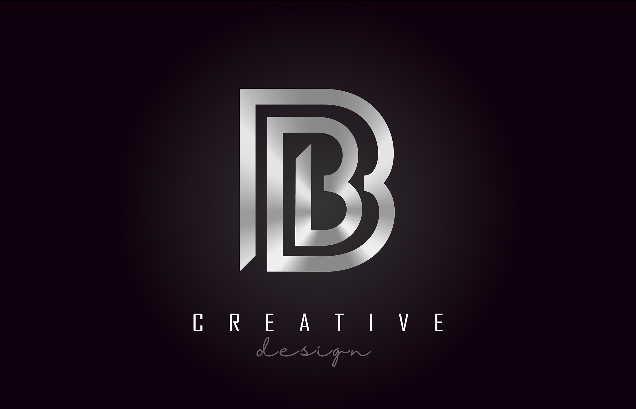 b silver letter logo monogram design creative b