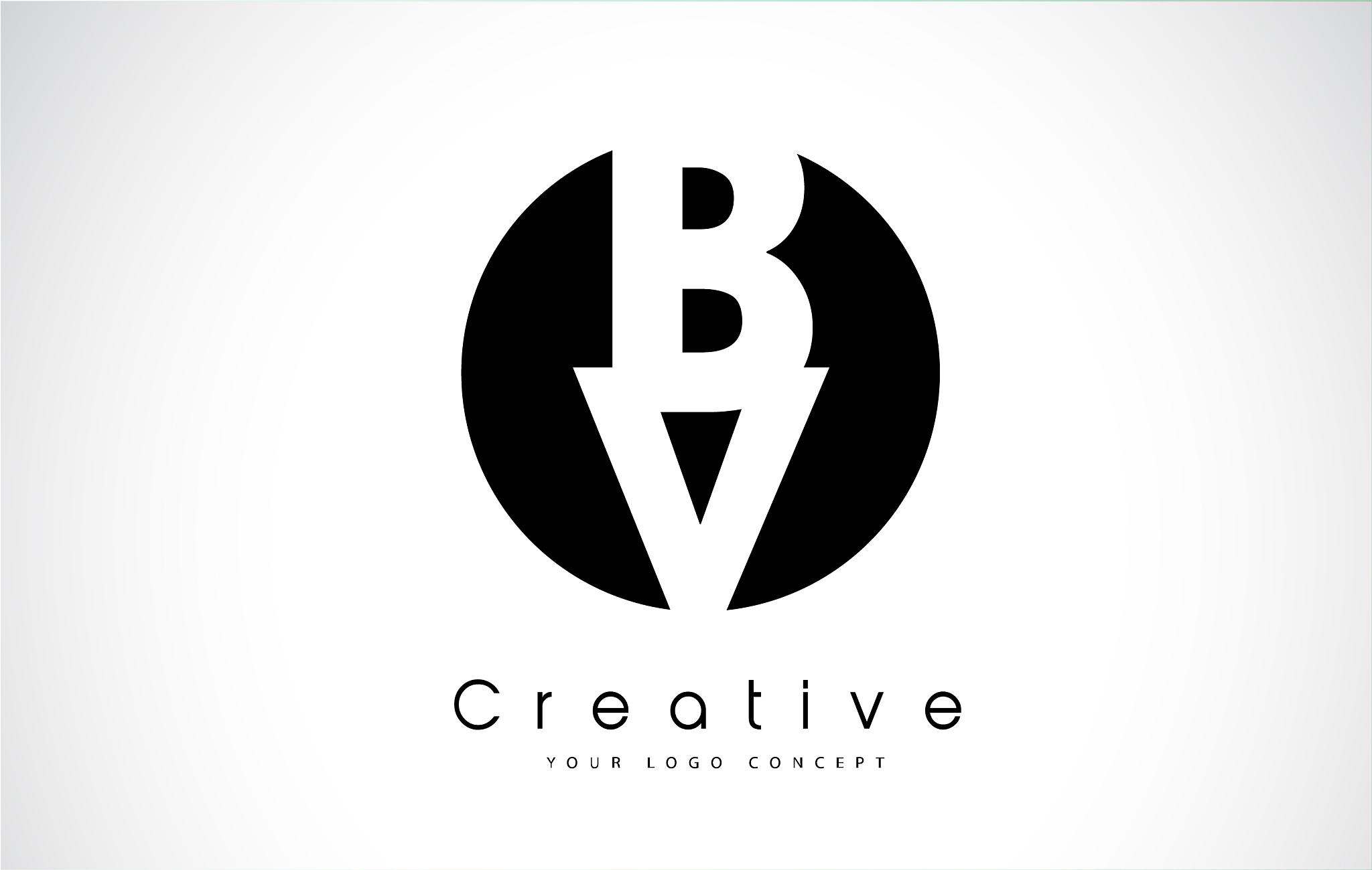 bv letter logo design inside a black circle