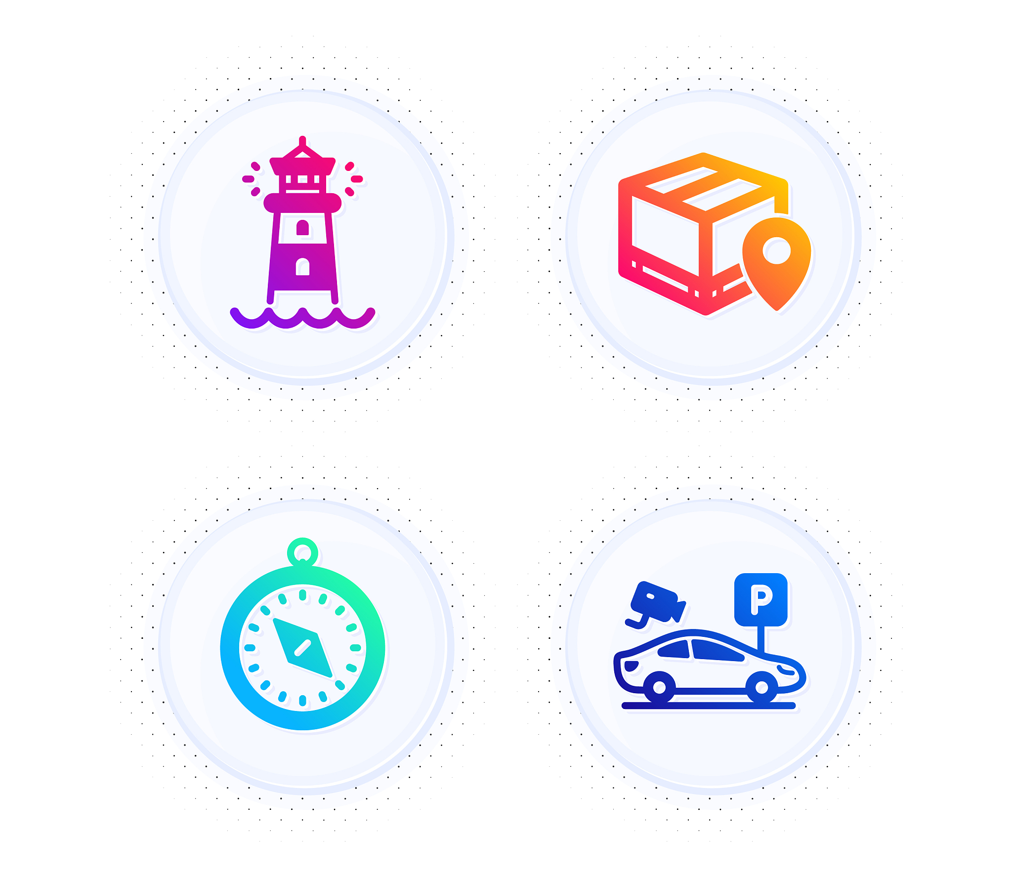 parcel tracking lighthouse and travel compass