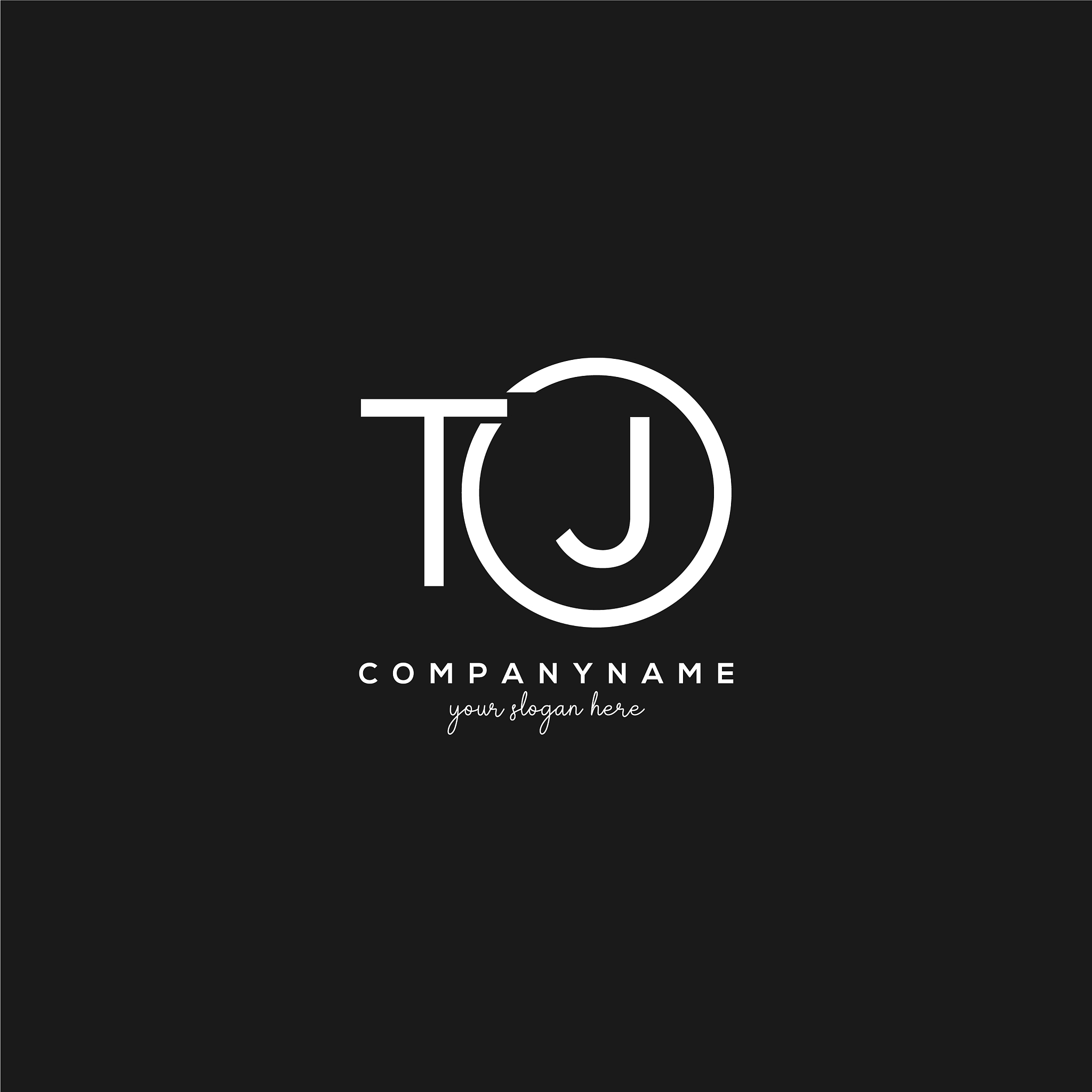initial tj letter logo with circle template