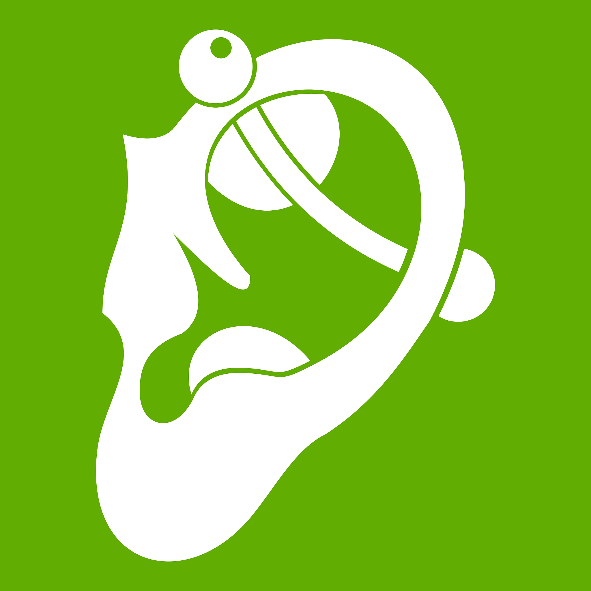 human ear with piercing icon green