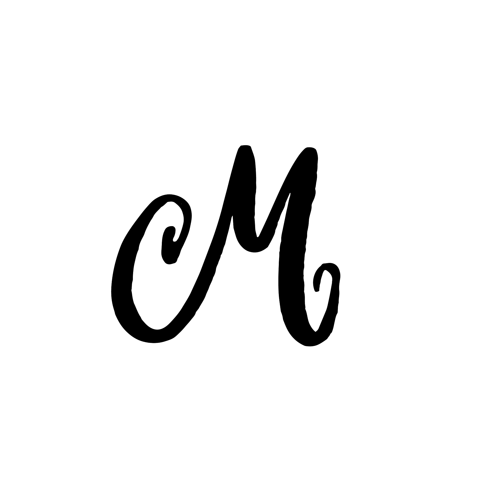 hand painted letter m dry brush modern lettering