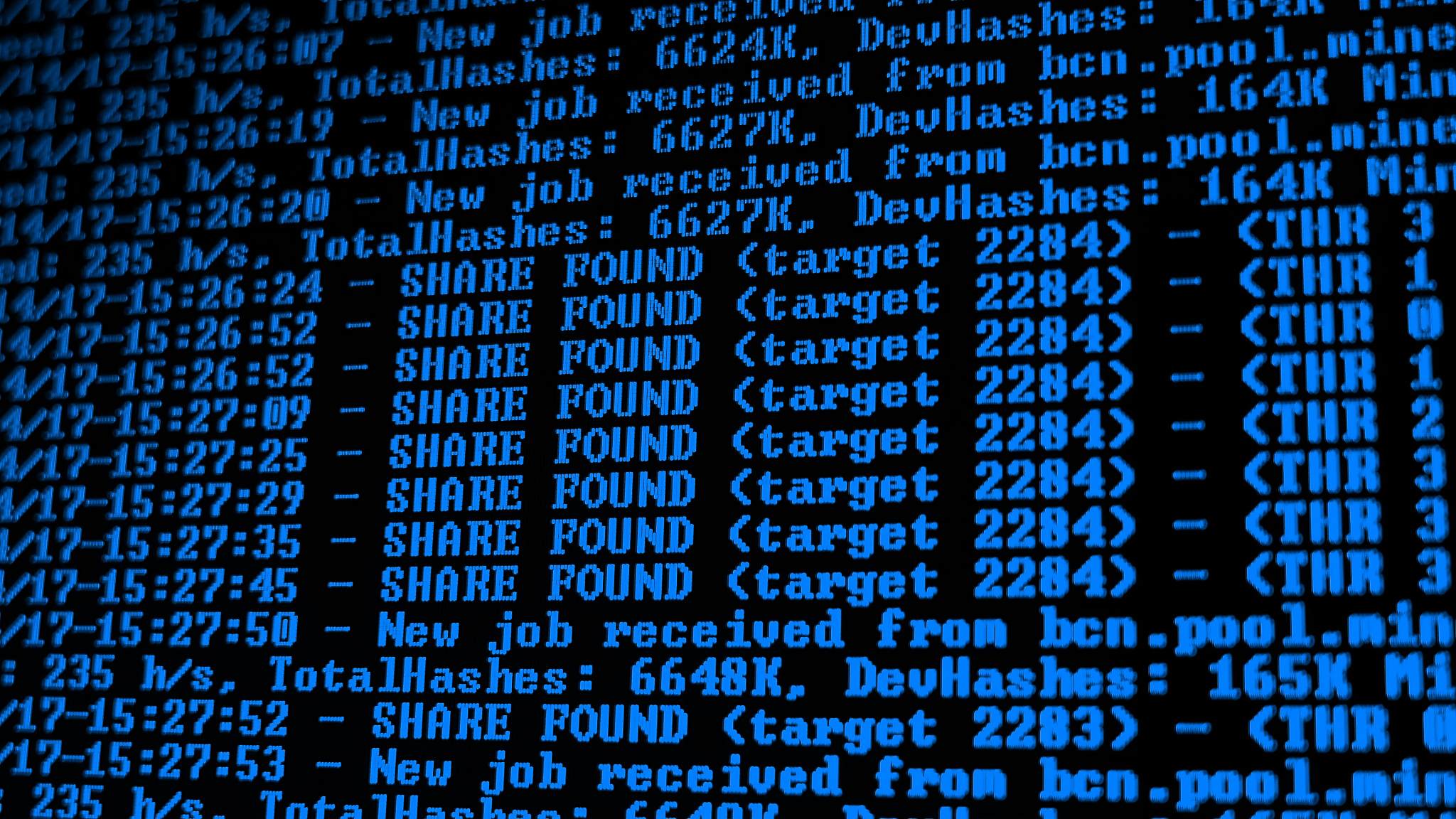 mining cryptocurrency process program on display pc. using softw