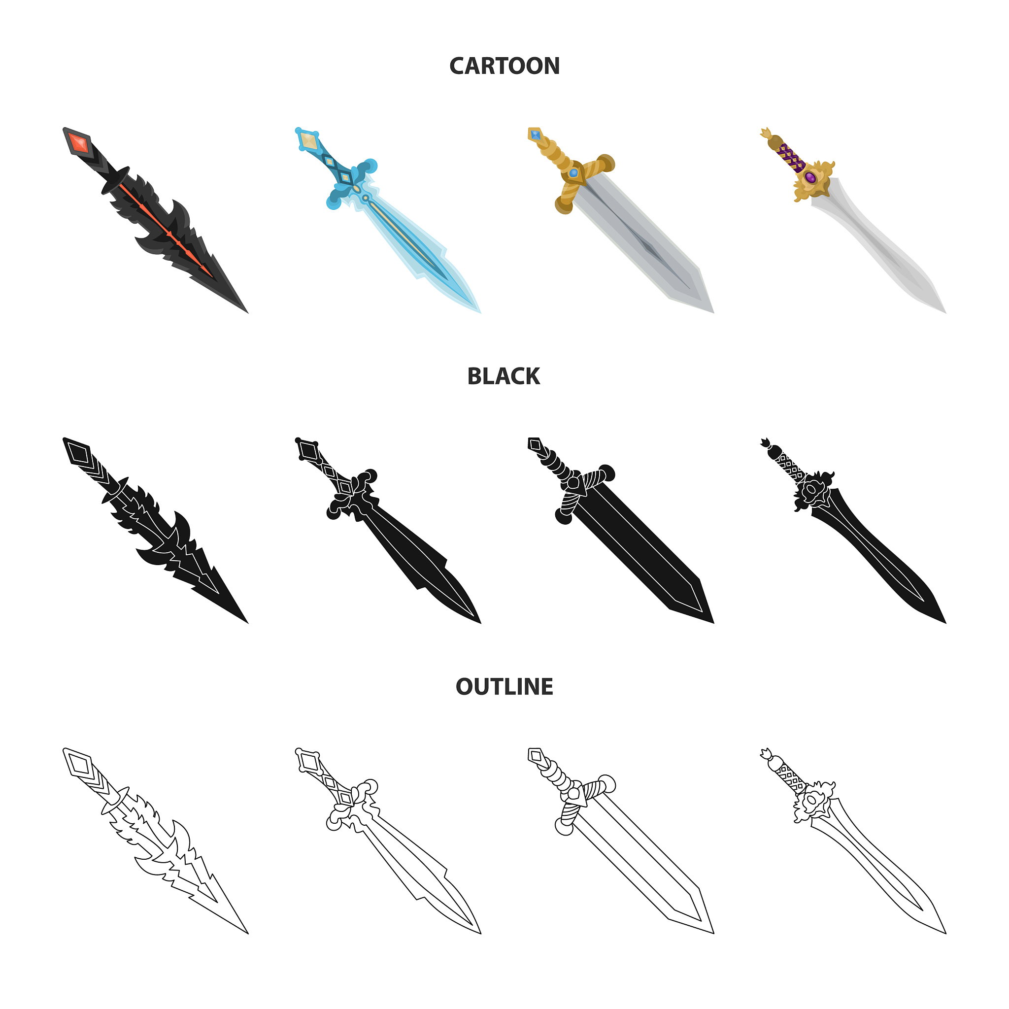design game and armor symbol set of