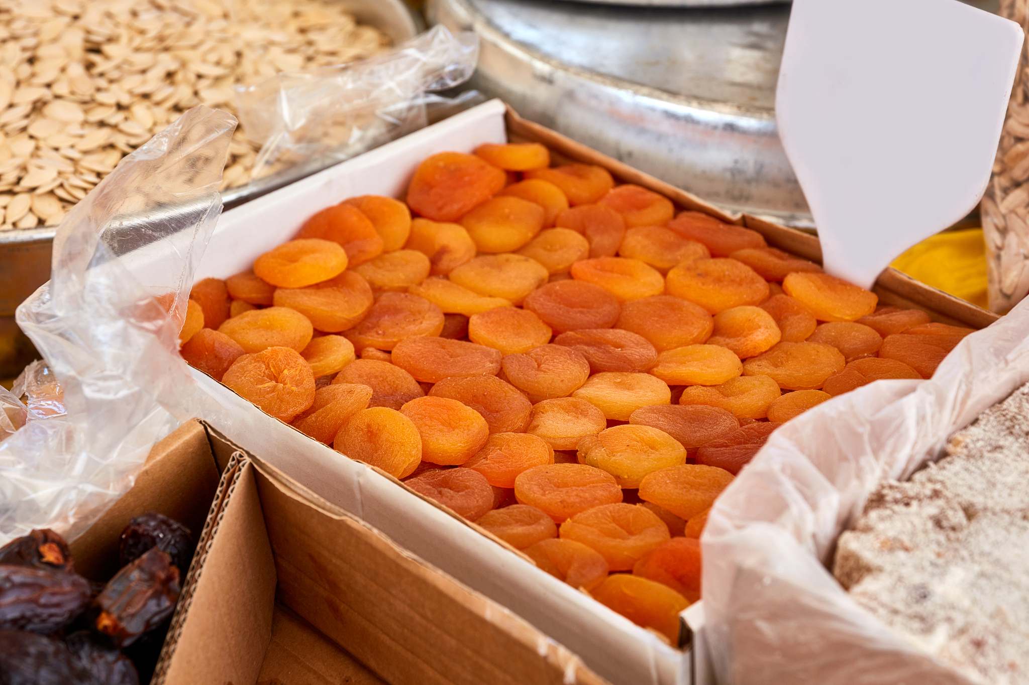 various dried fruits in an authentic bazaar