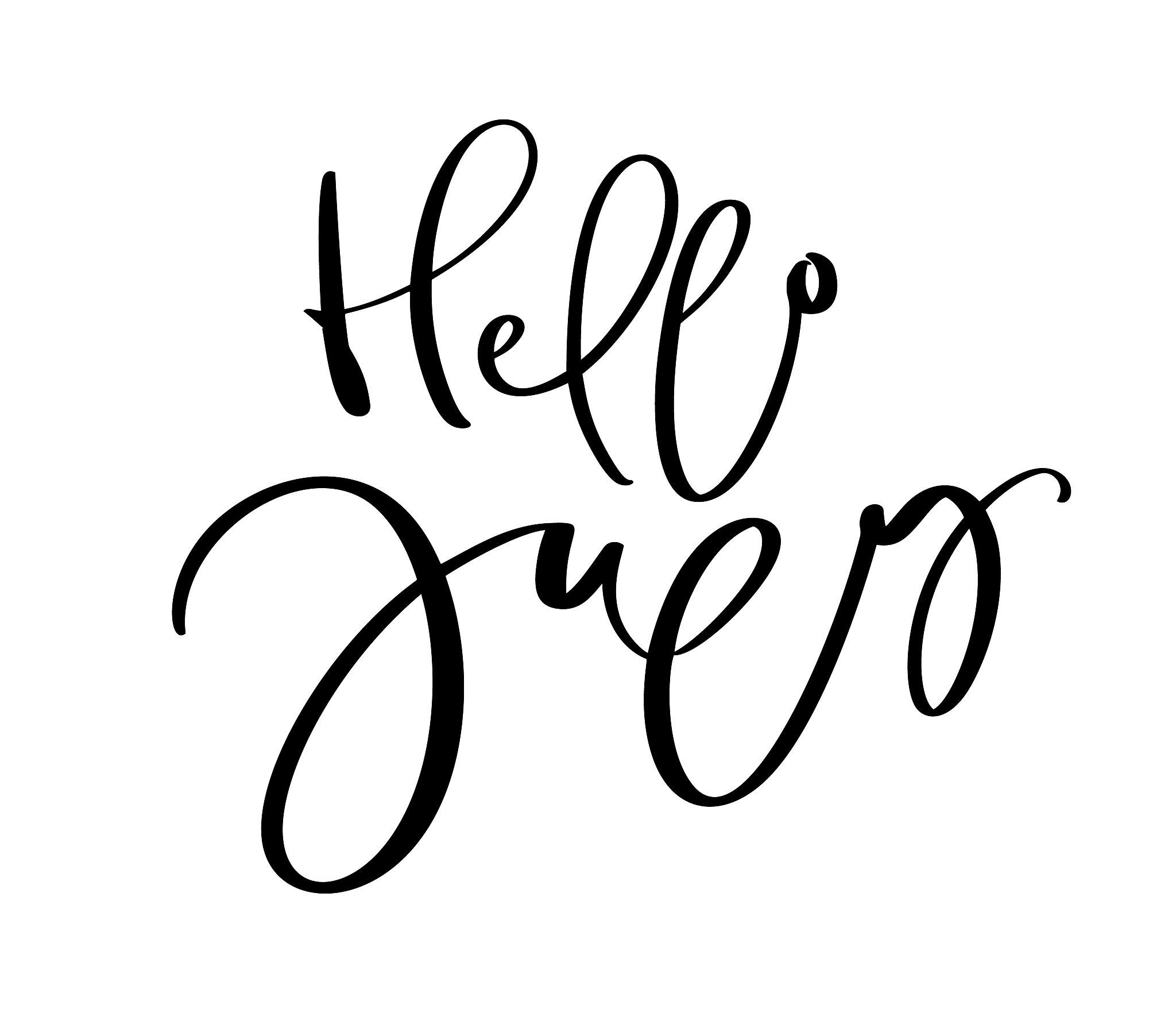hand drawn typography lettering text hello july. isolated on the