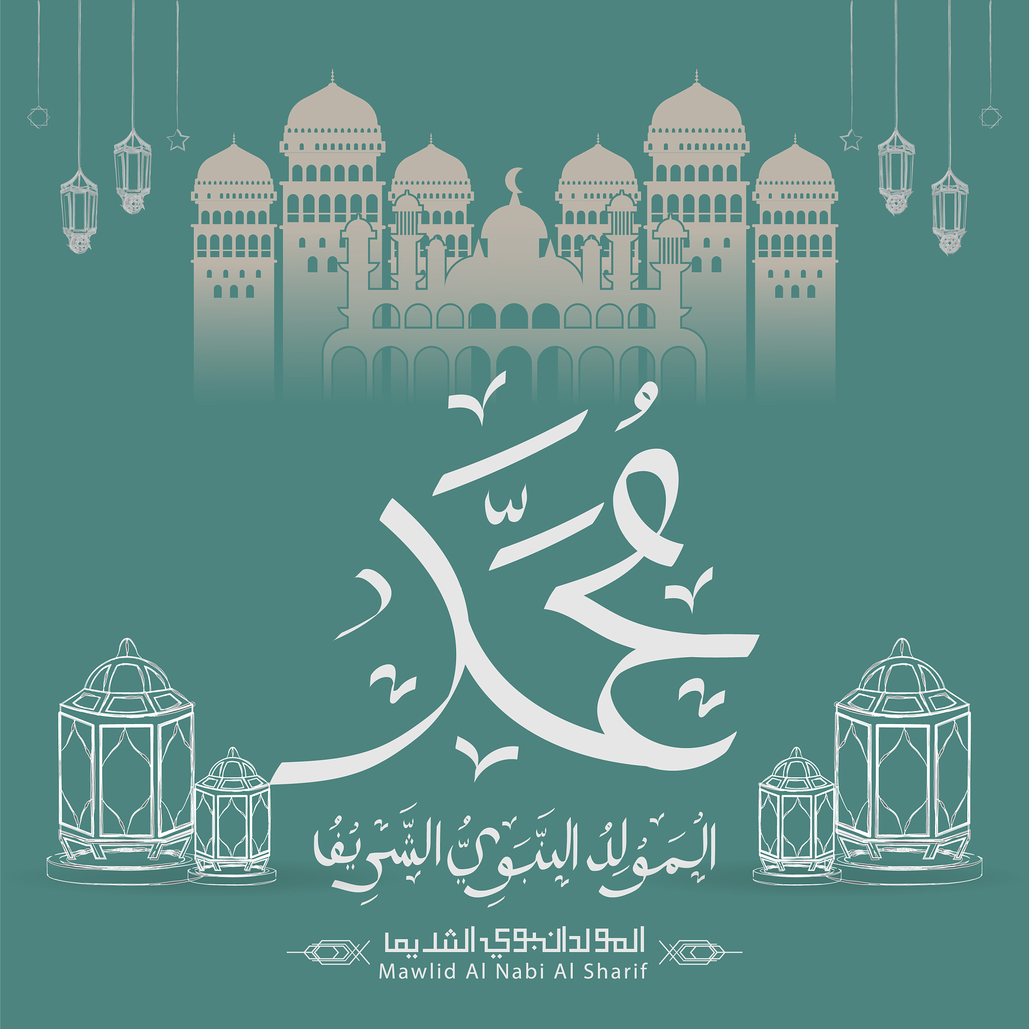 3 张精美伊斯兰主题帆布海报 - 古兰经建筑图案装饰