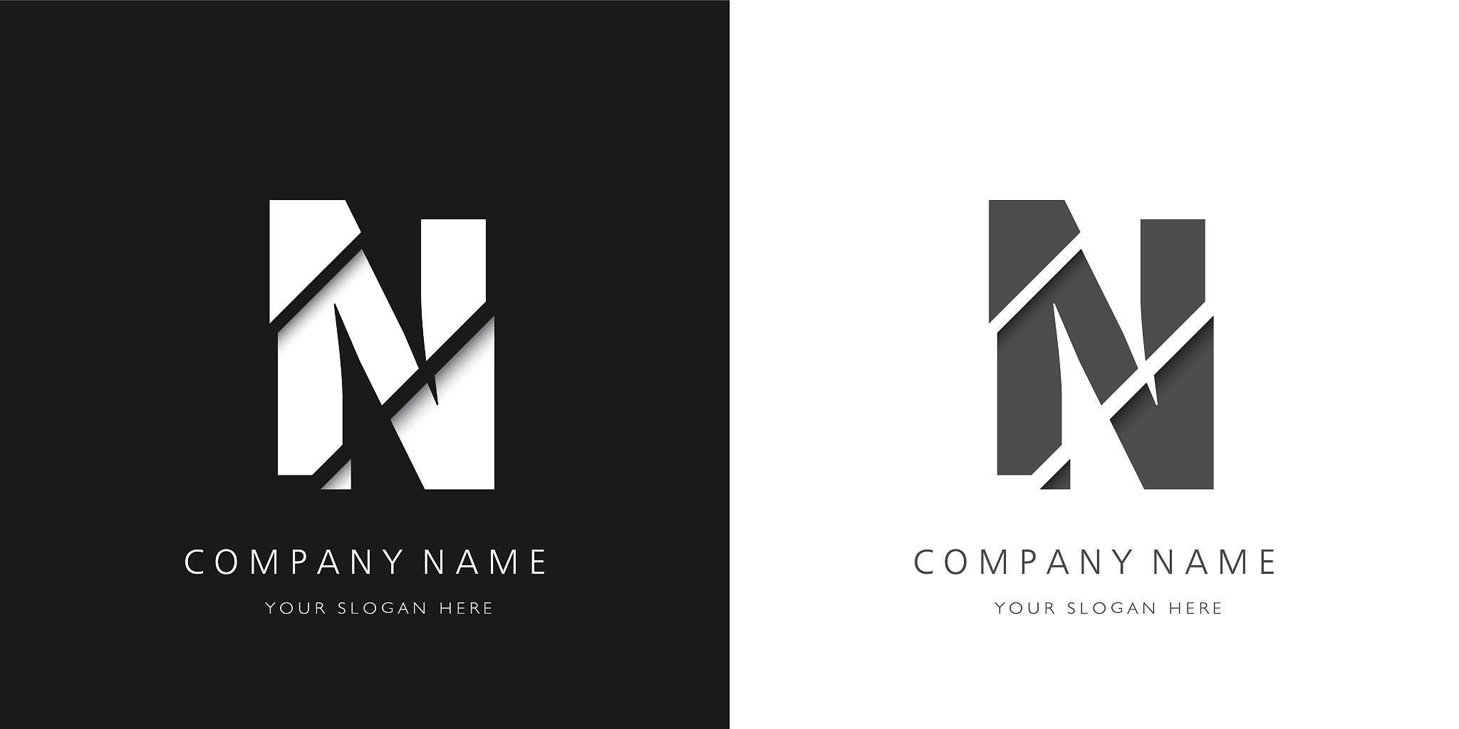 n letter modern logo broken design