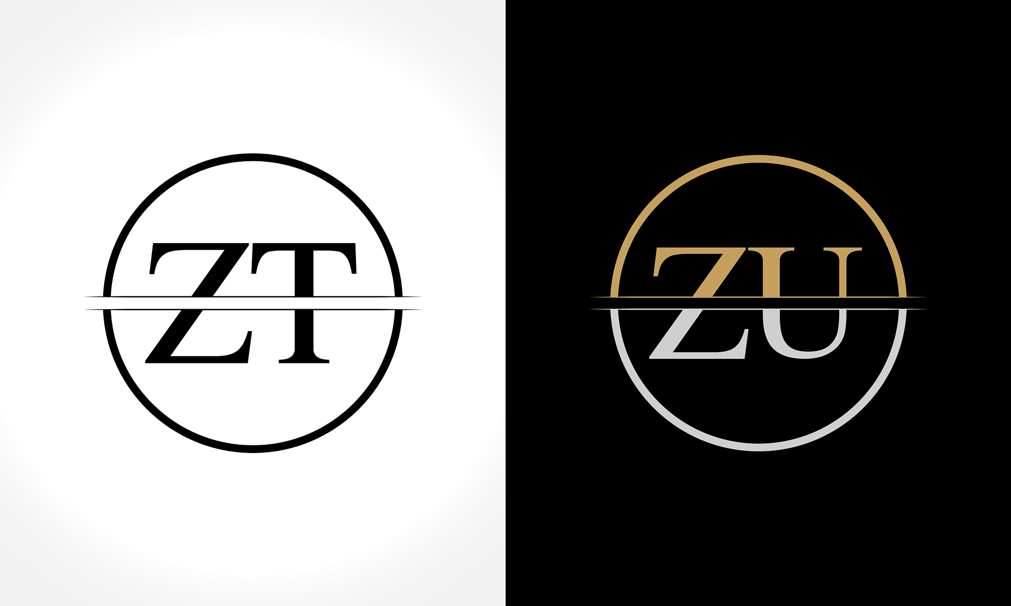 initial zu logo design template creative letter
