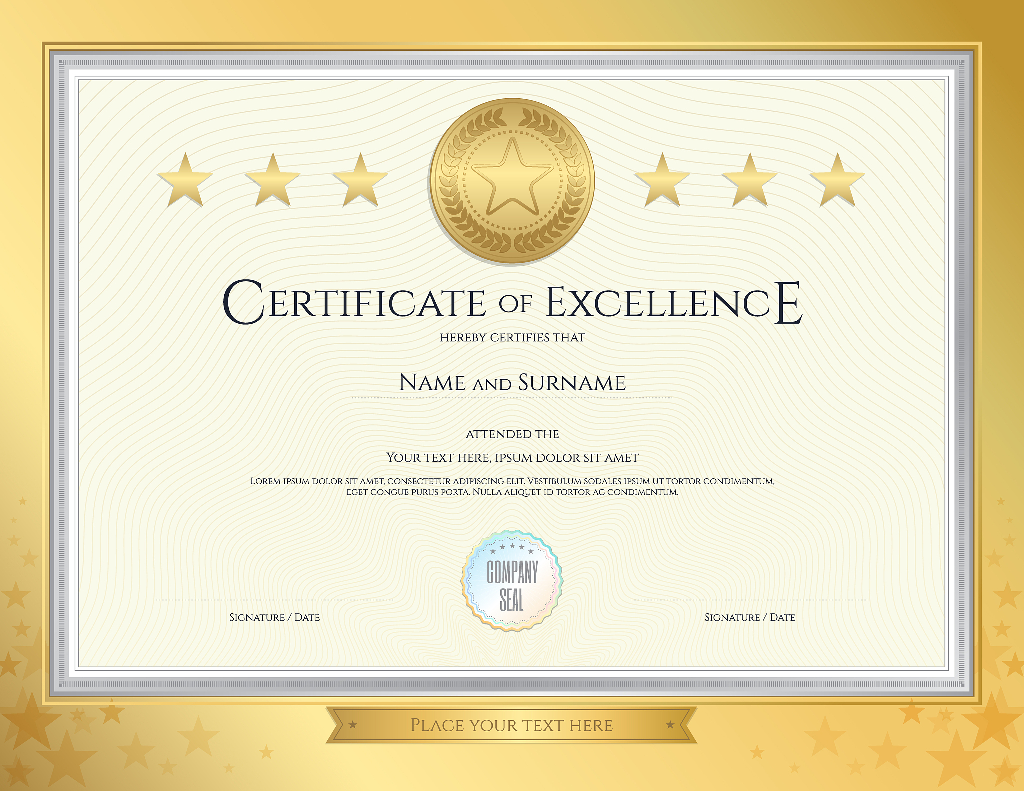 elegant certificate template for excellence