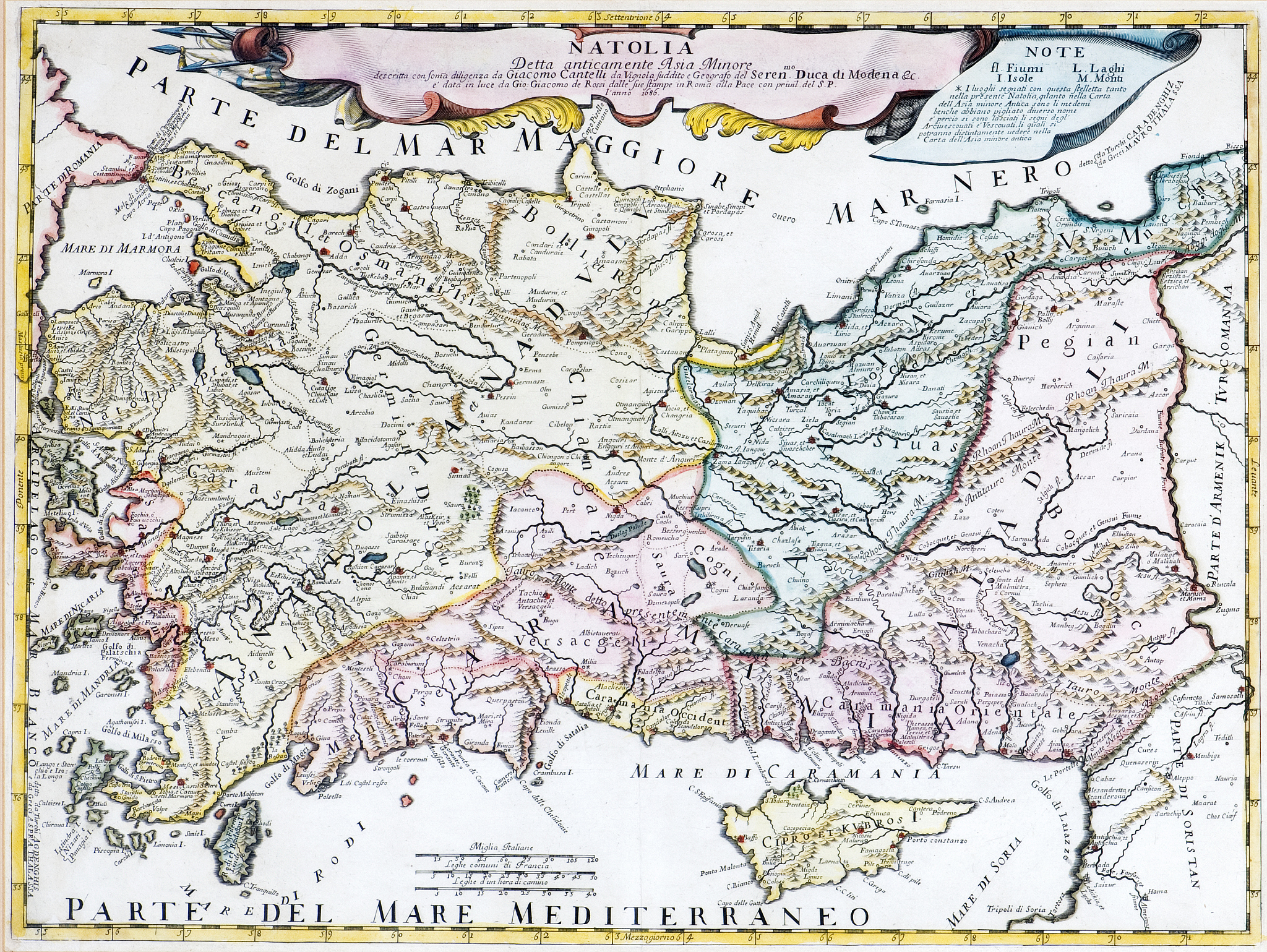 antique map of anatolia