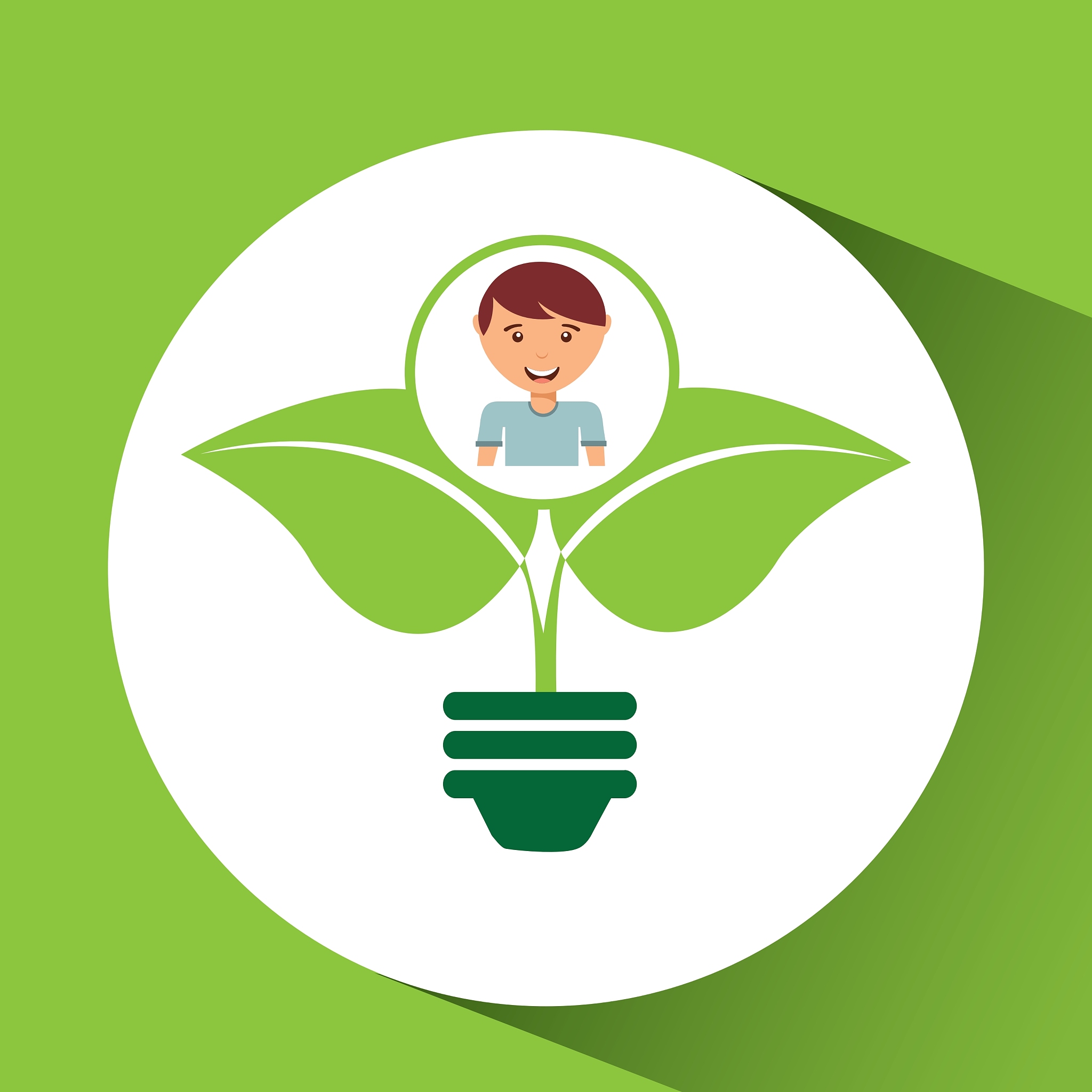 happy boy plant environment sign