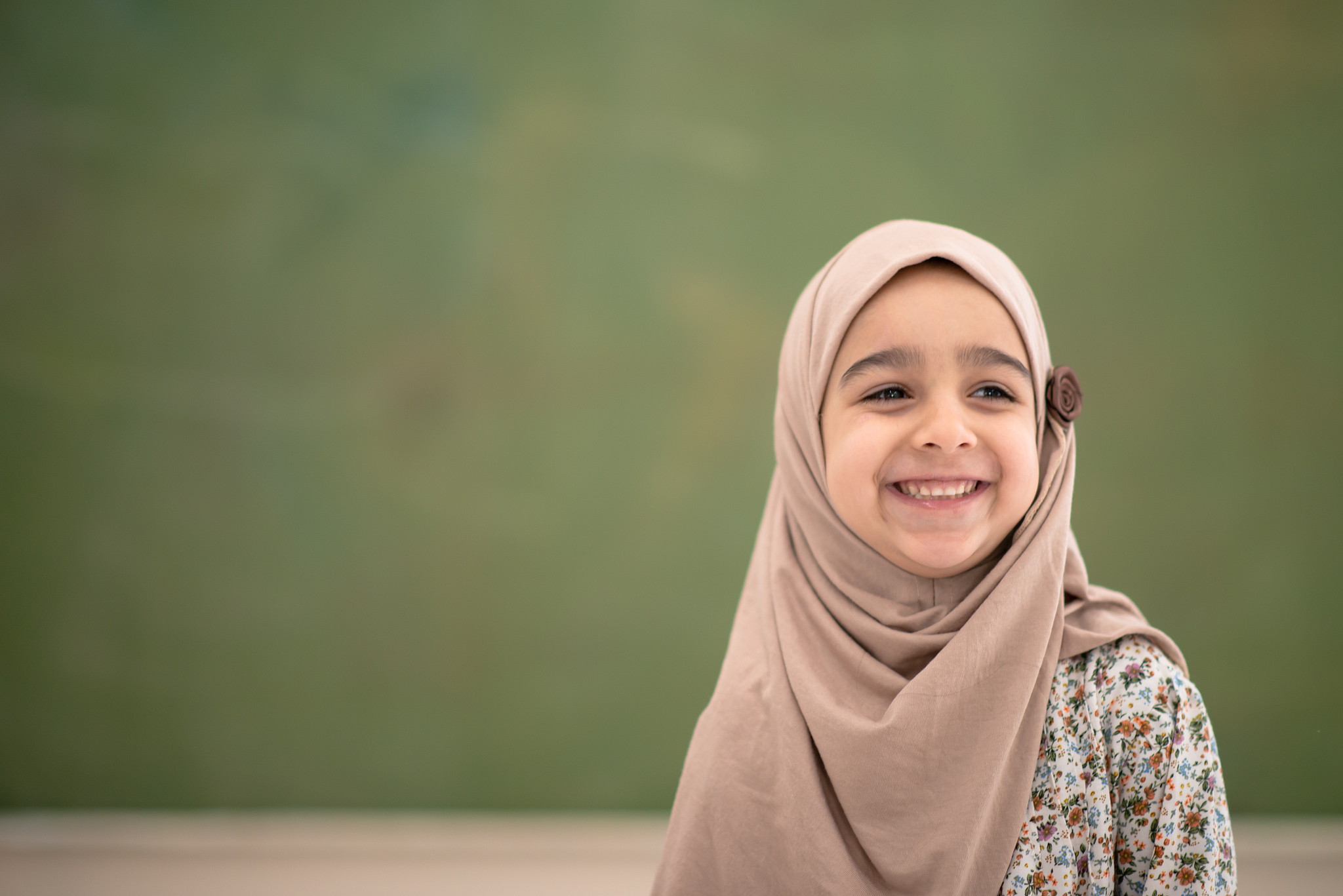 muslim elementary student portrait stock photo