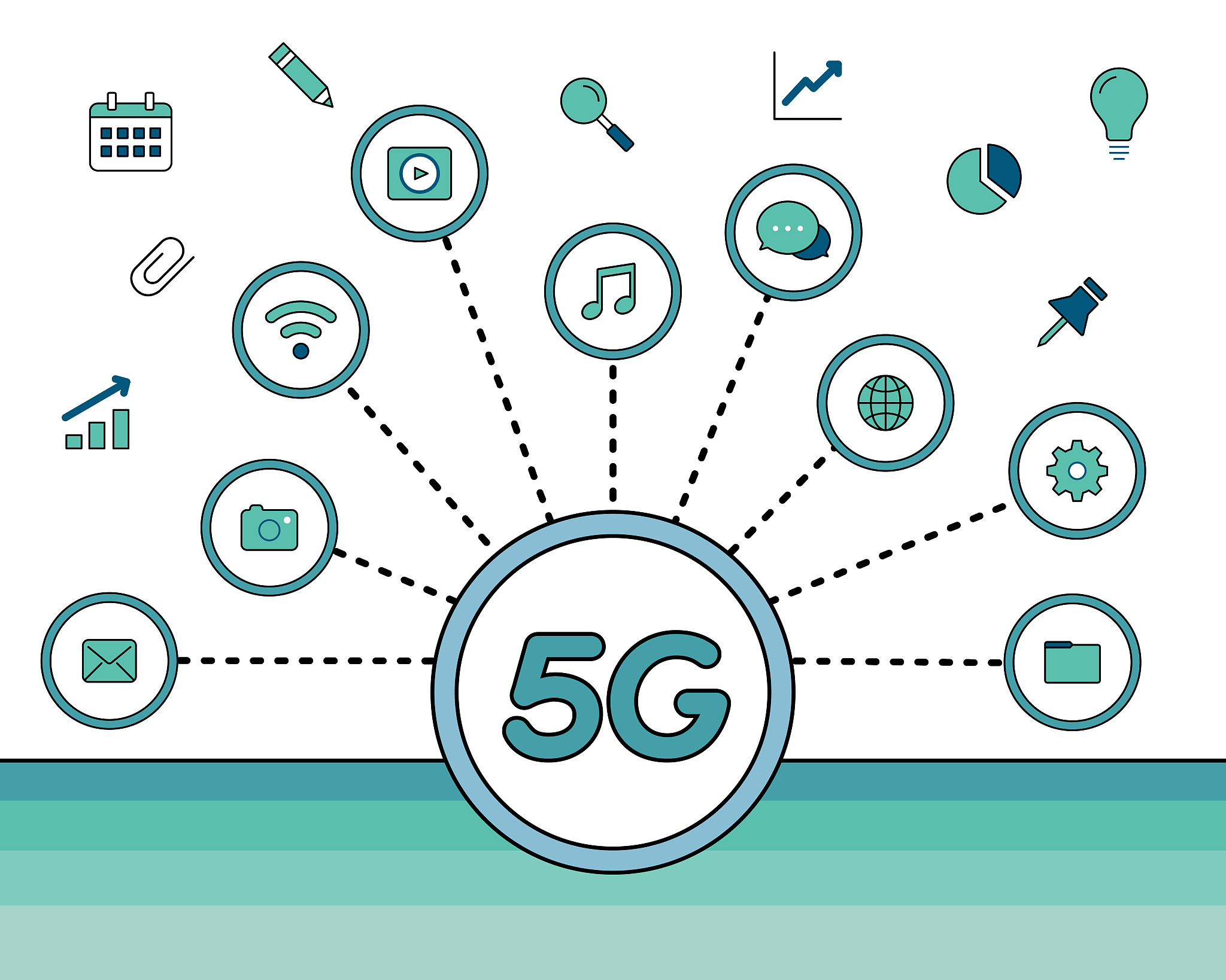 technology and internet vector illustrations for 5g