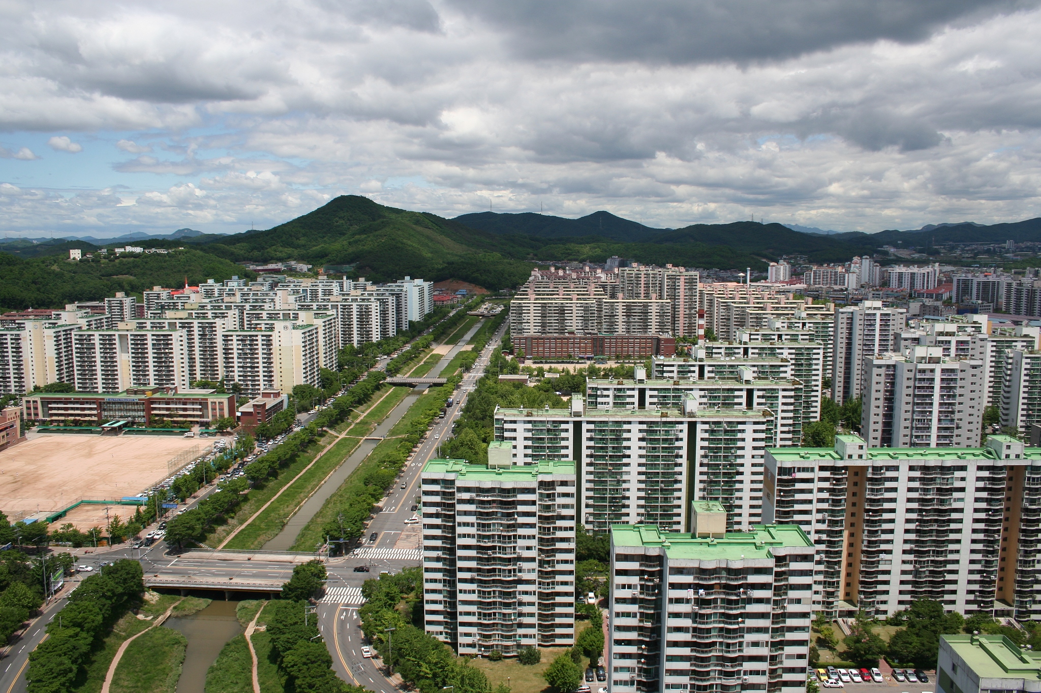 apartments and stream in ansan-si