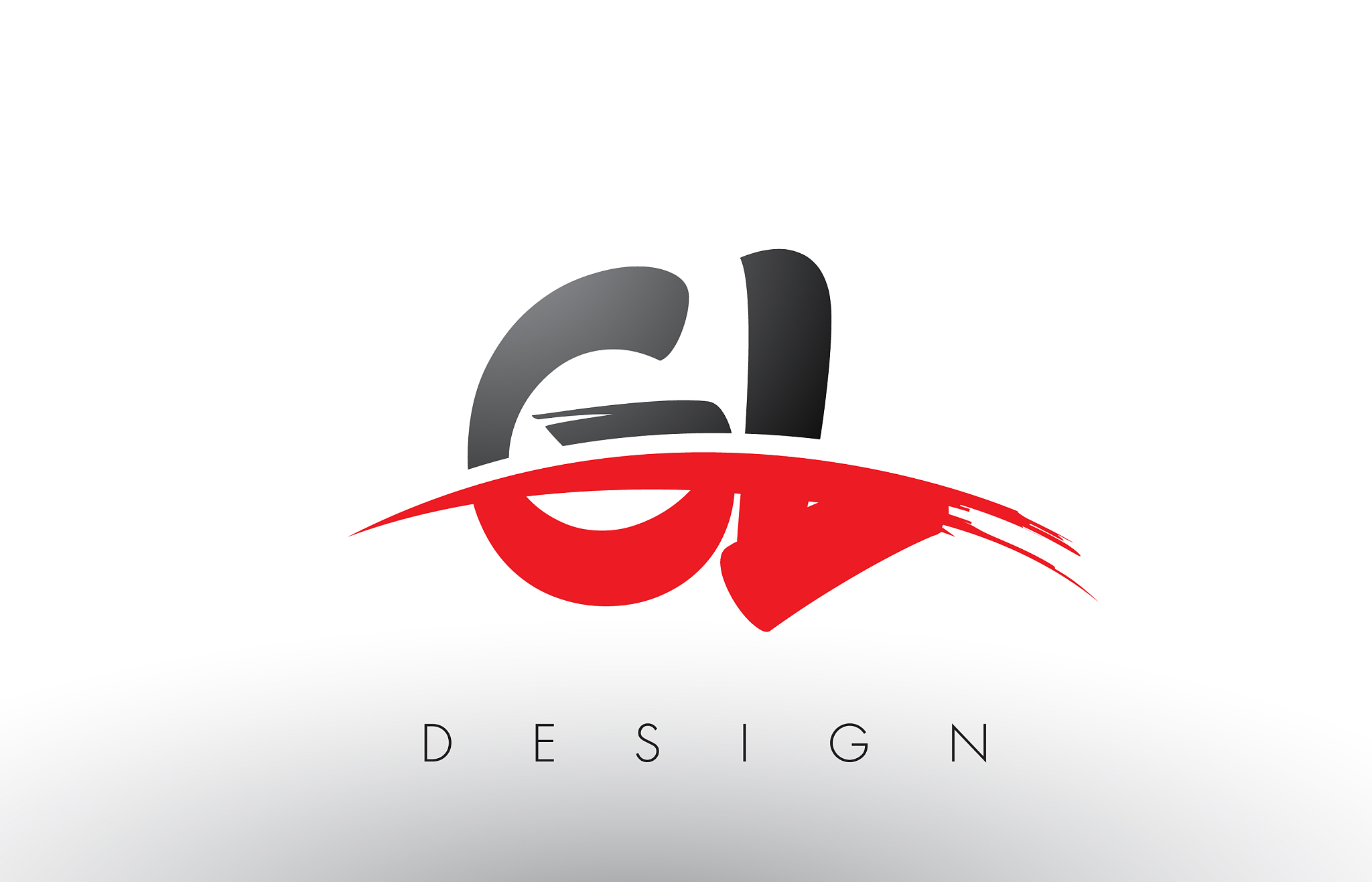 gl g l brush logo letters with red and black