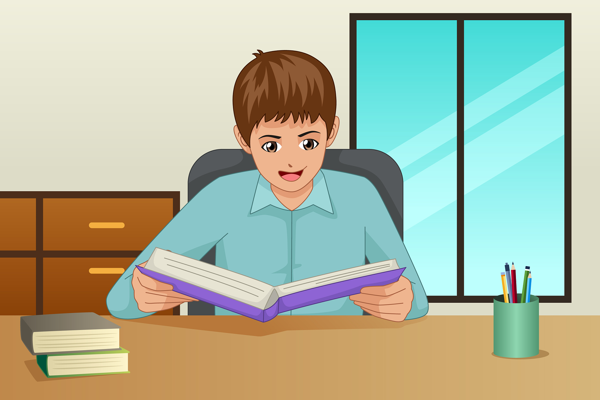 boy reading a book