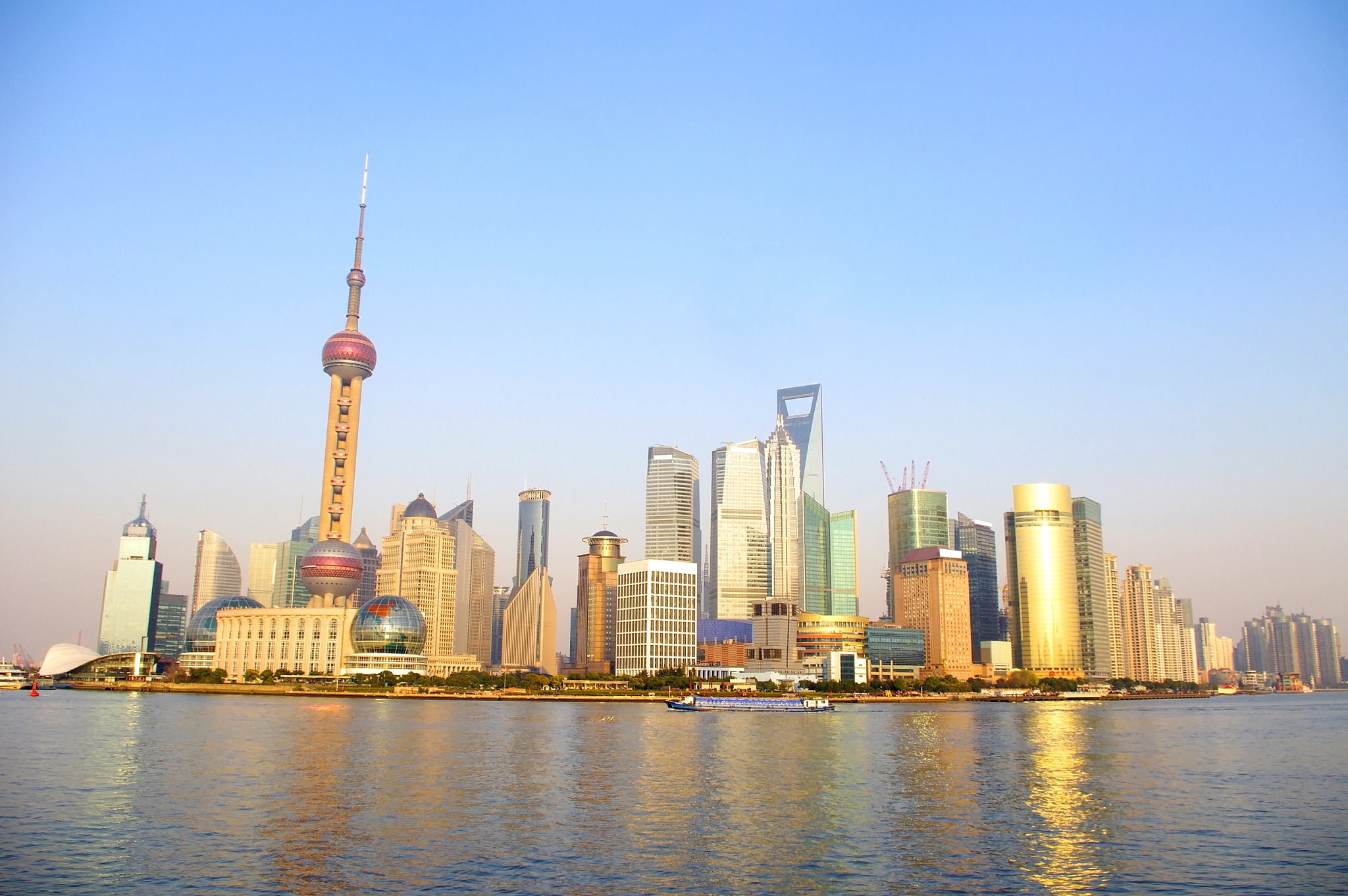 shanghai skyline sunset