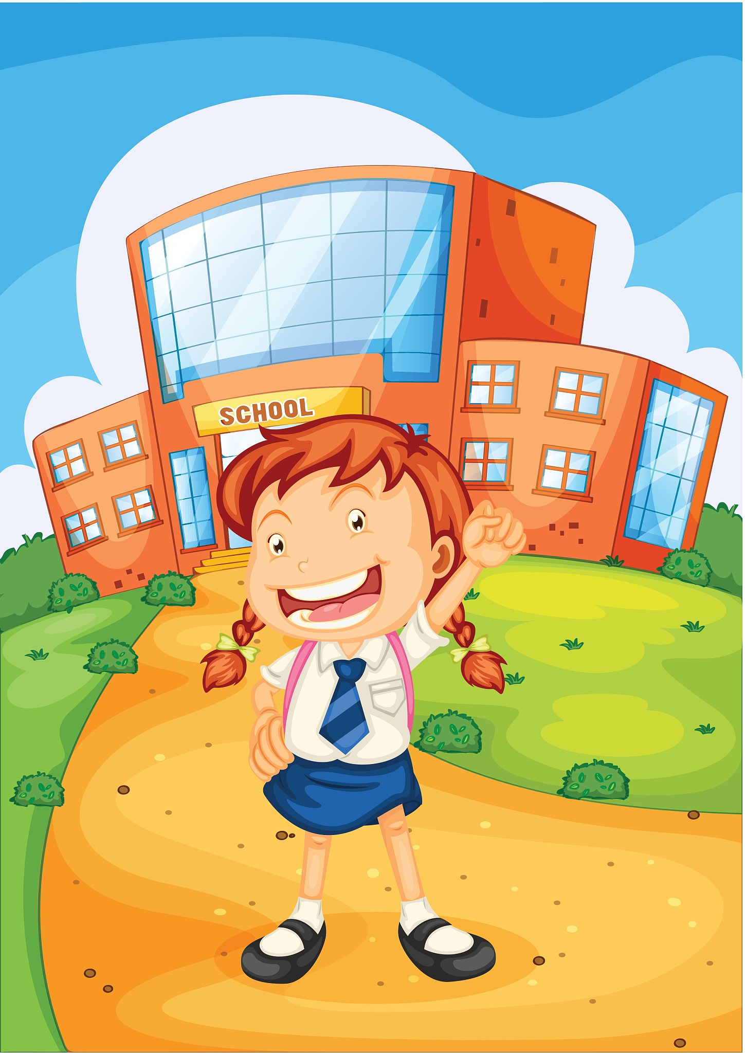 girl in front of school