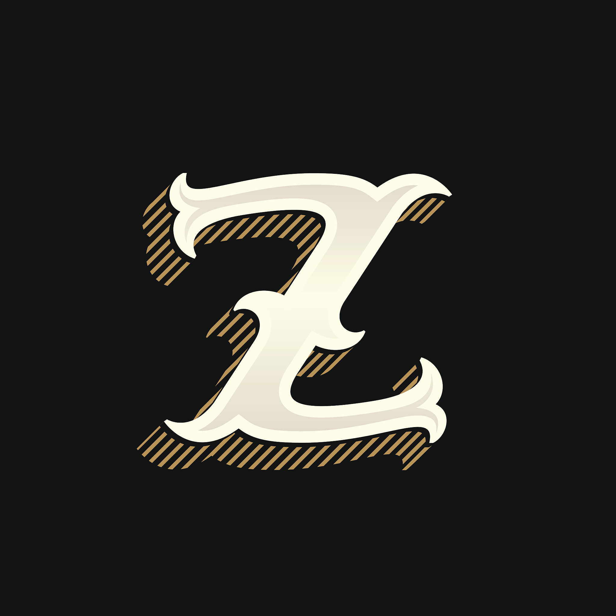 z letter icon in vintage western style with lines shadow.