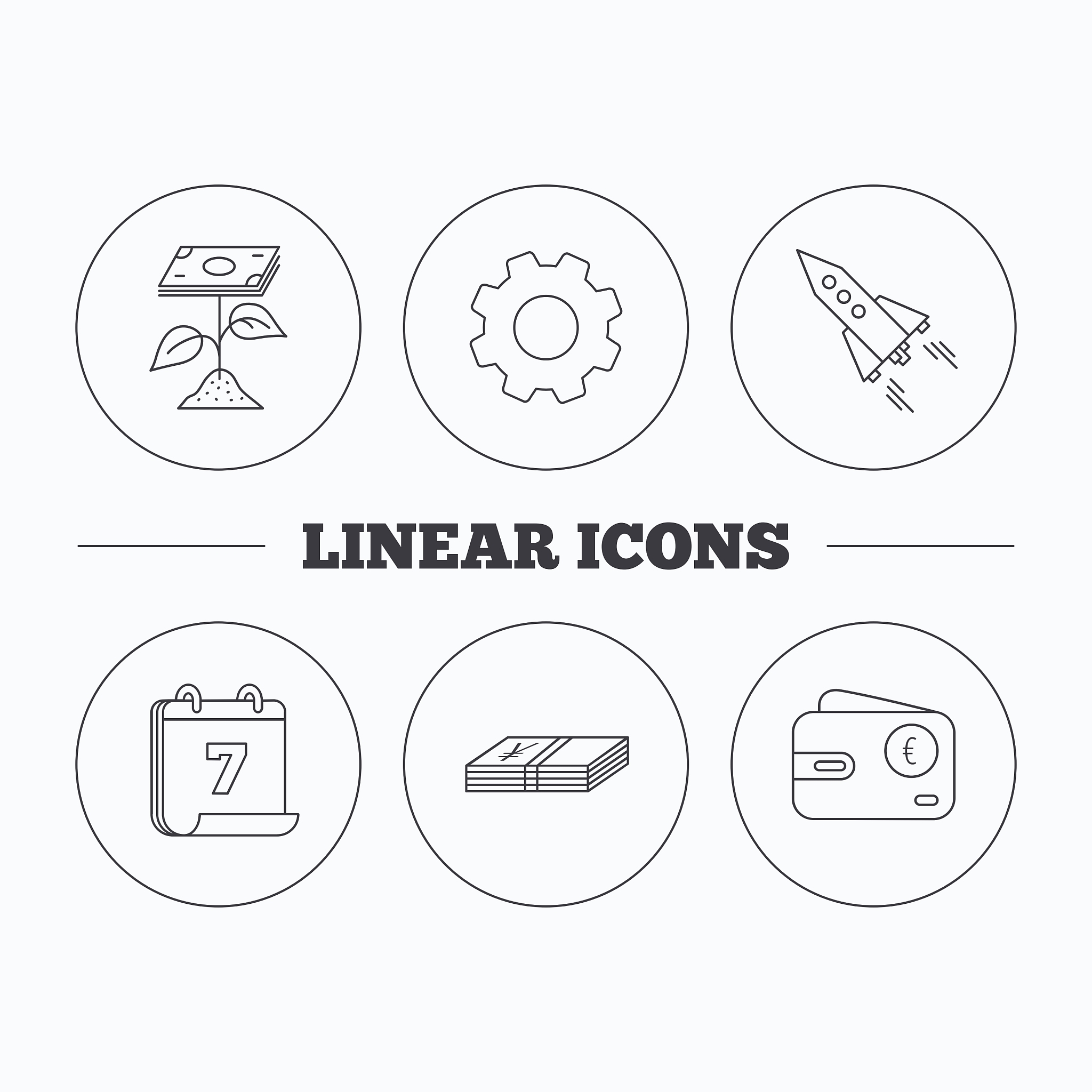 profit investment cash money and startup icons