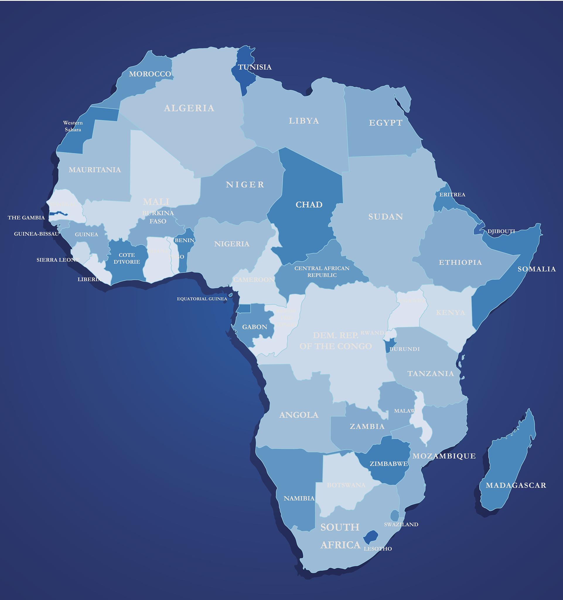 map of africa- blue